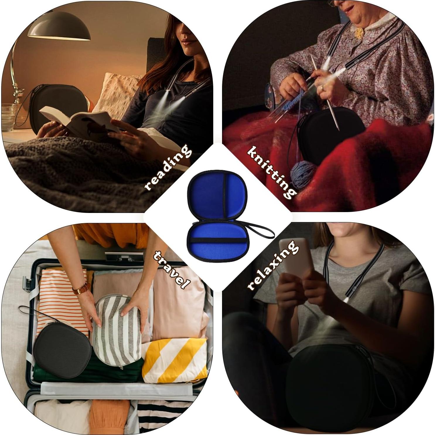 Case for Book Reading Light Compatible with Glocusent/for Nivava/for Vekkia/for LITOM/for LEDGLE/for TAKKUI Neck Reading Light Portable Storage Box for Book Lights (Case Only) Blue