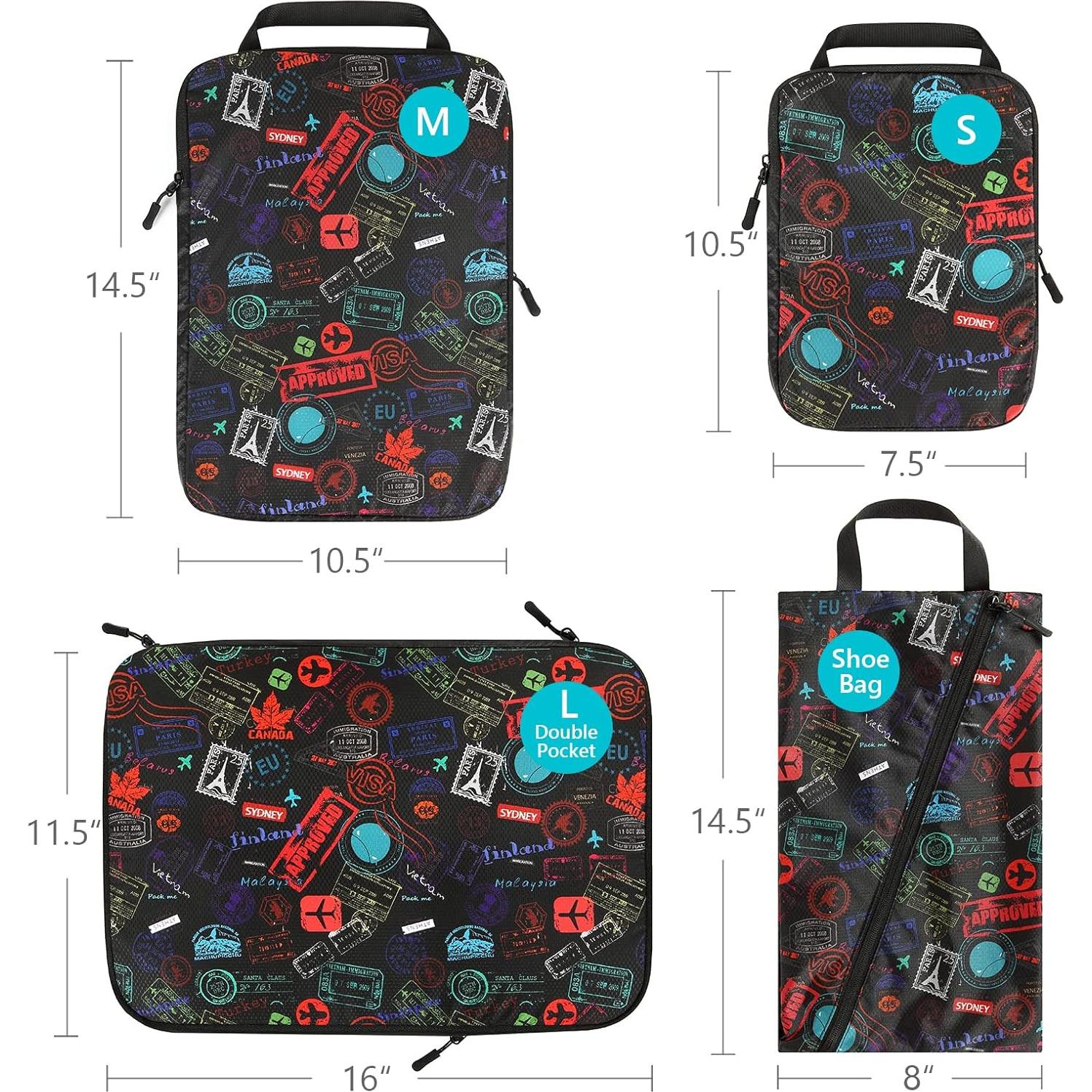 Travelkin 4 Set Cubos de Compresión para Maletas - Negro