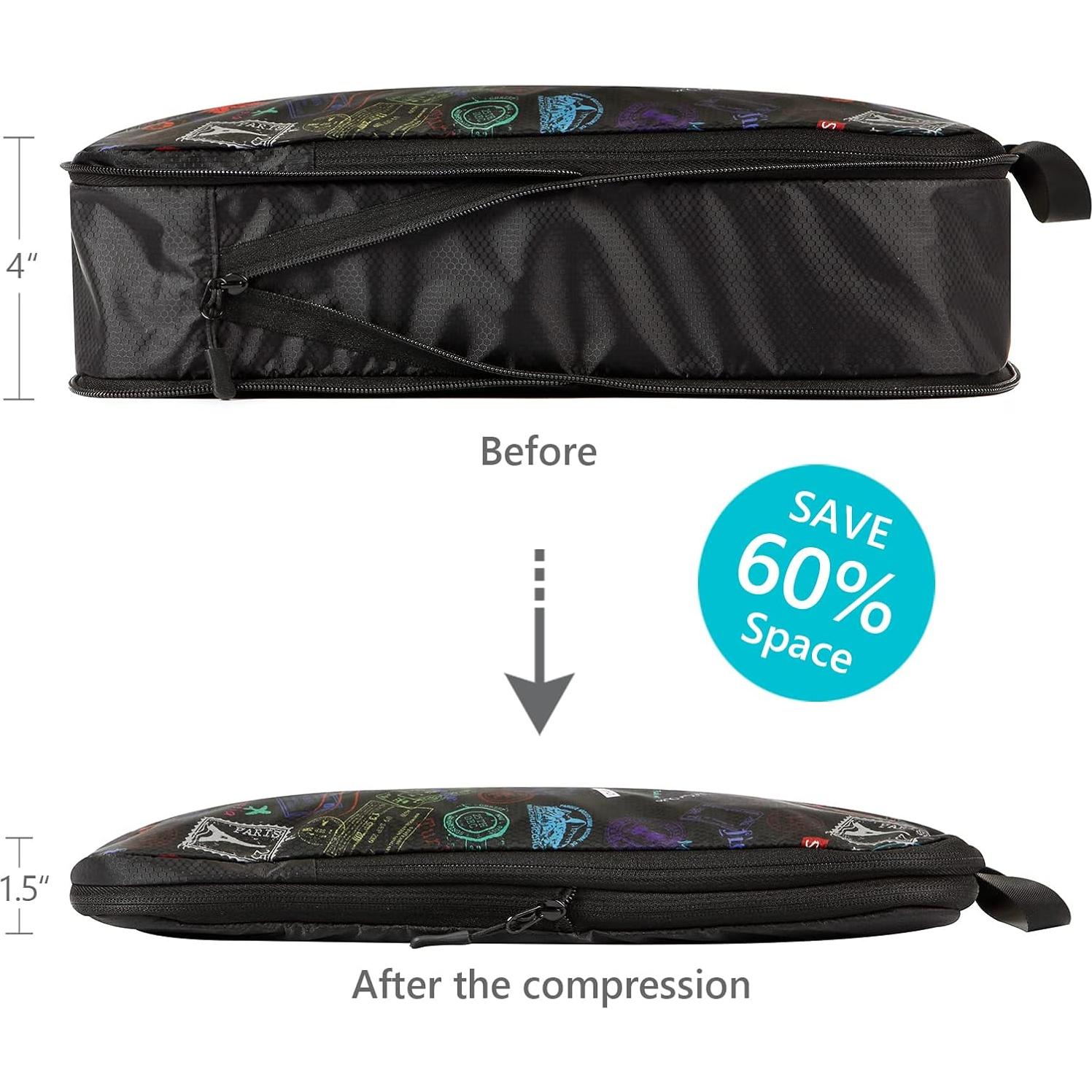 Travelkin 4 Set Cubos de Compresión para Maletas - Negro