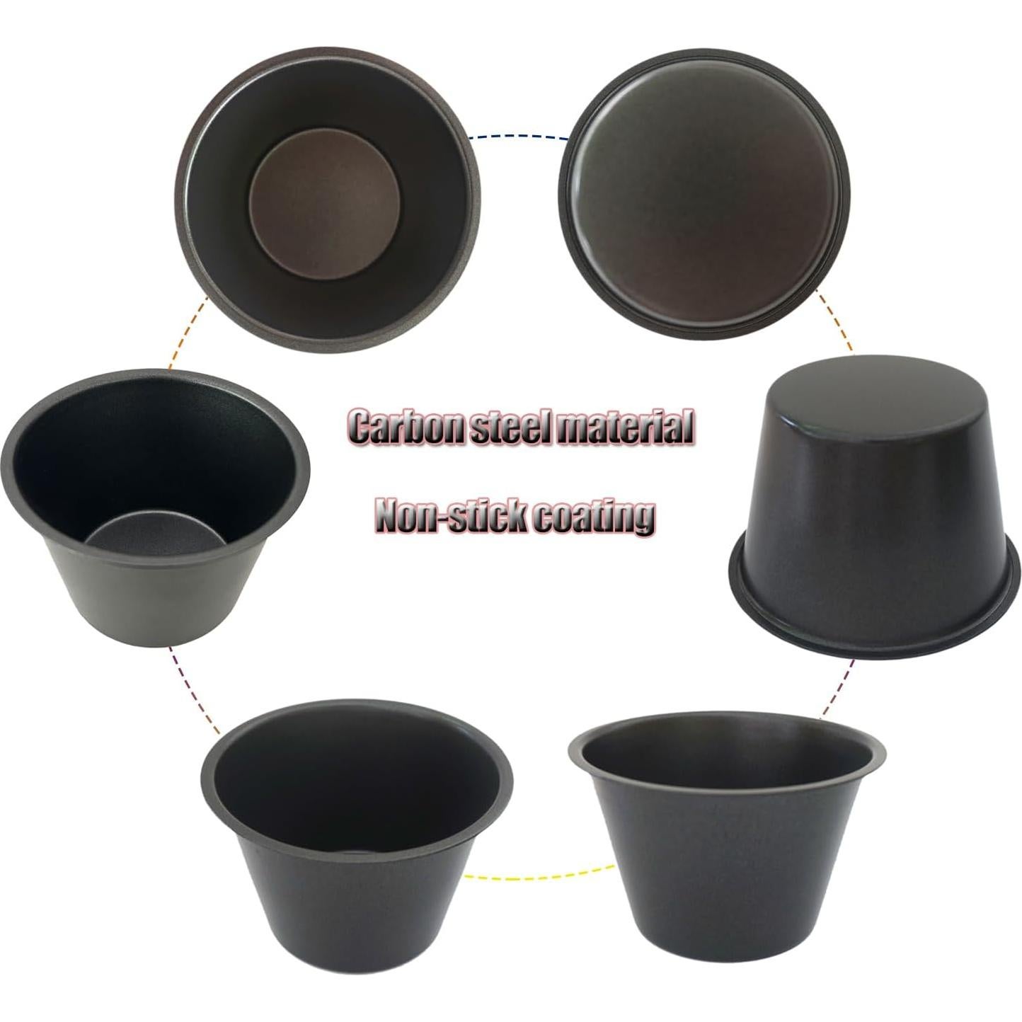 Set de 6 Moldes para Popovers Heluok - Acero al Carbono Negro