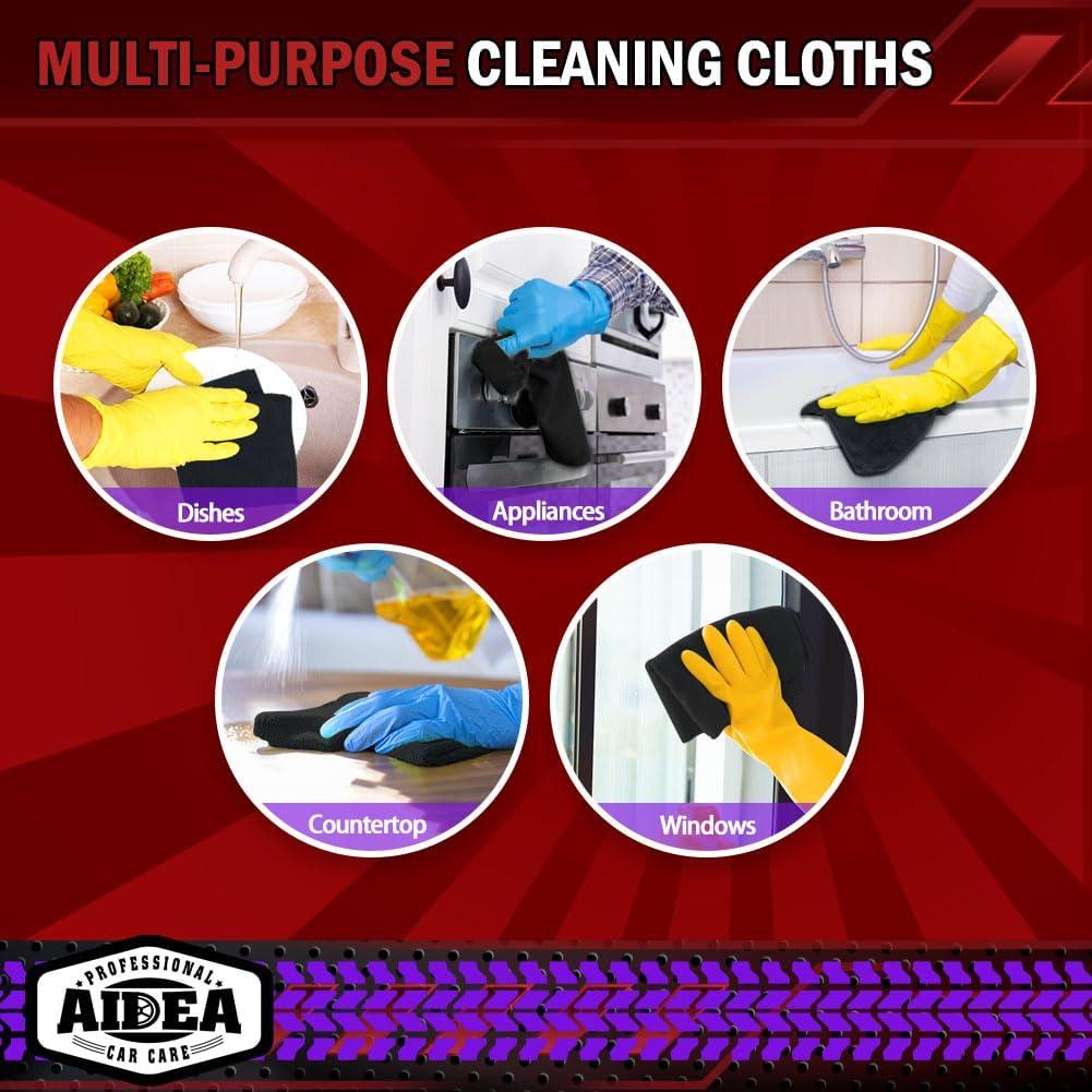 Paño de Microfibra AIDEA 12 Unidades 30x40cm Negro