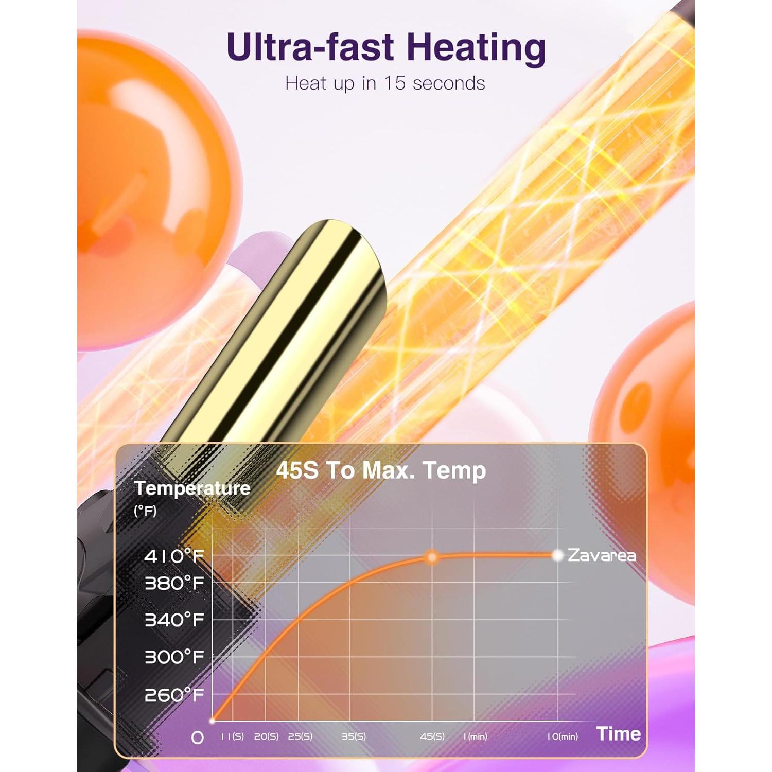 Rizador Automático de Pelo Zavarea 1" Barril Largo Negro