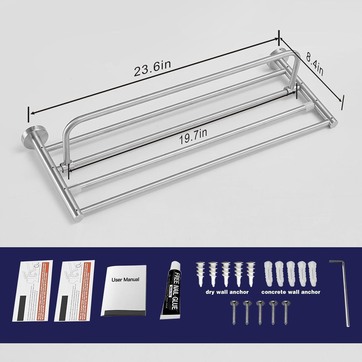 Soporte para Toallas VOLPONE de Acero Inoxidable 61 cm