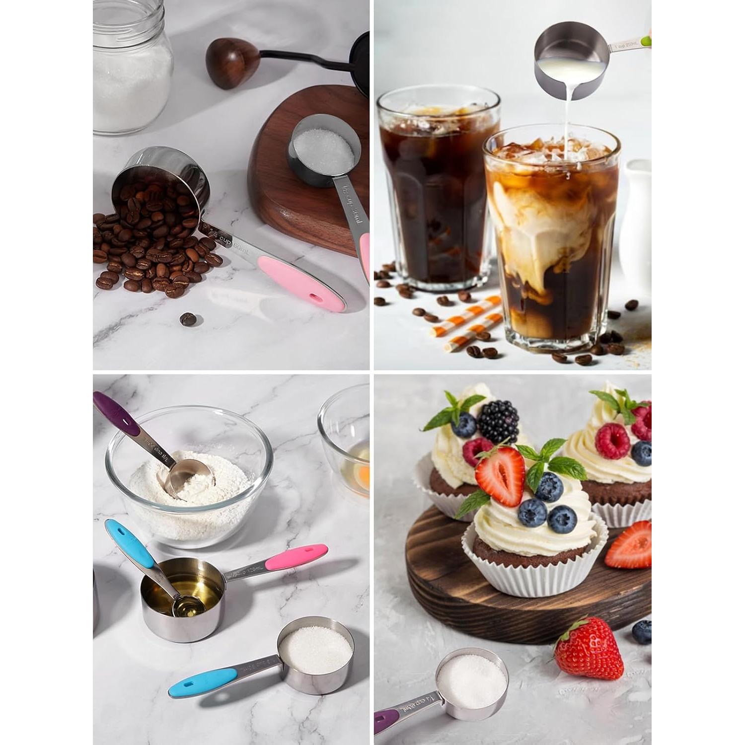 Juego de Tazas y Cucharas Medidoras Joyhill 10 Piezas Acero Inoxidable