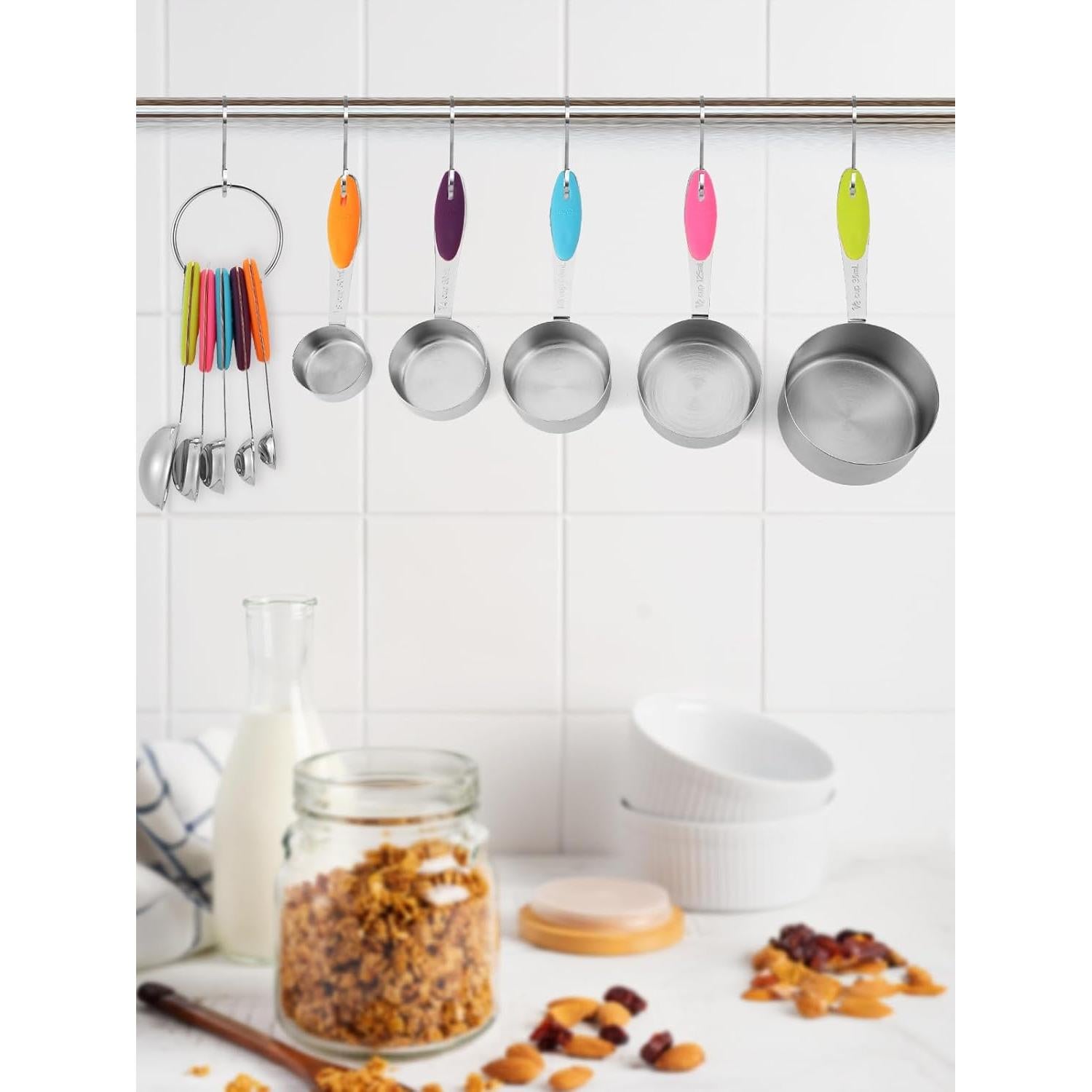 Juego de Tazas y Cucharas Medidoras Joyhill 10 Piezas Acero Inoxidable