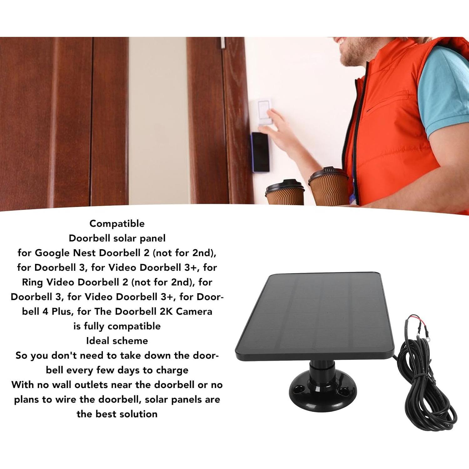 Cargador Solar 10W Zunate para Timbre Google Nest y Video