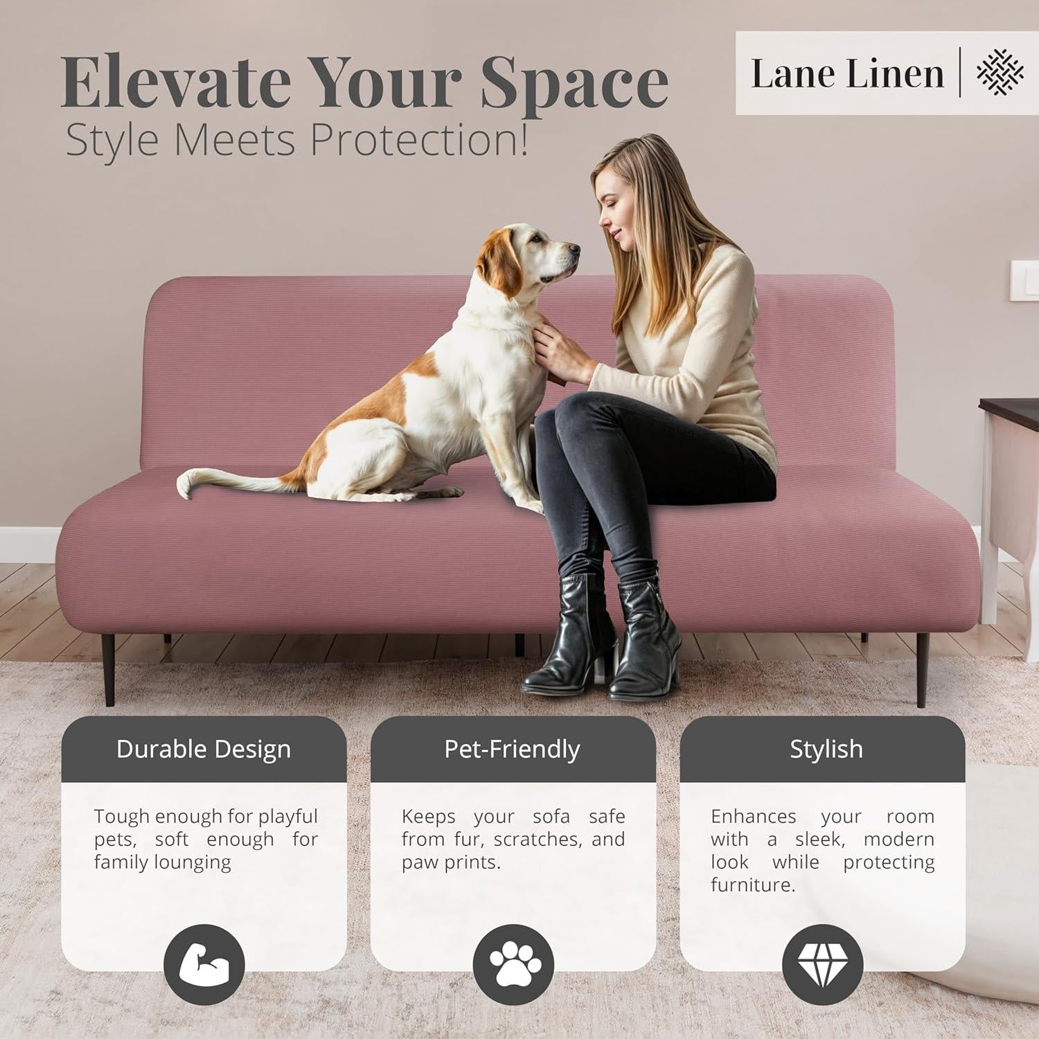 Funda de Futón LANE LINEN Rosa Ceniza - Estirable y Lavable