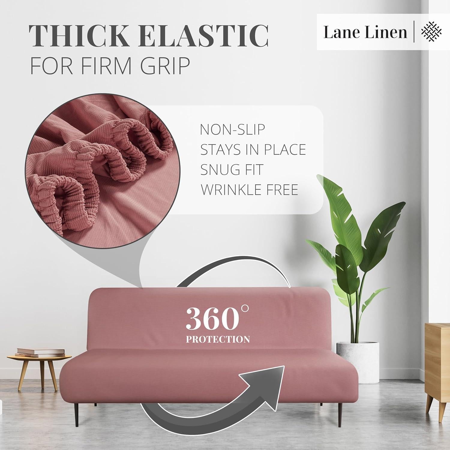 Funda de Futón LANE LINEN Rosa Ceniza - Estirable y Lavable
