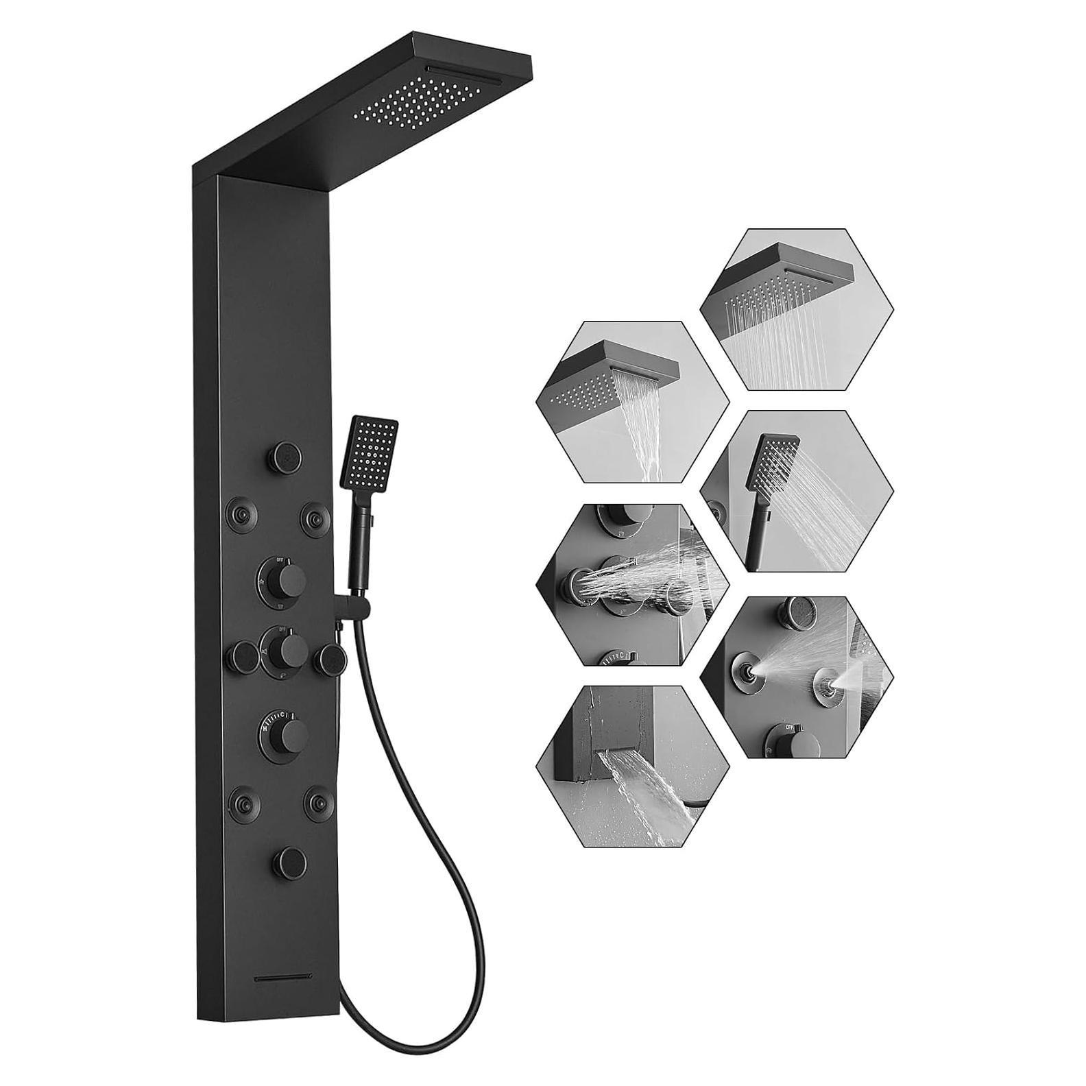 Panel de Ducha 6 en 1 BWE Acero Inoxidable Negro Mate