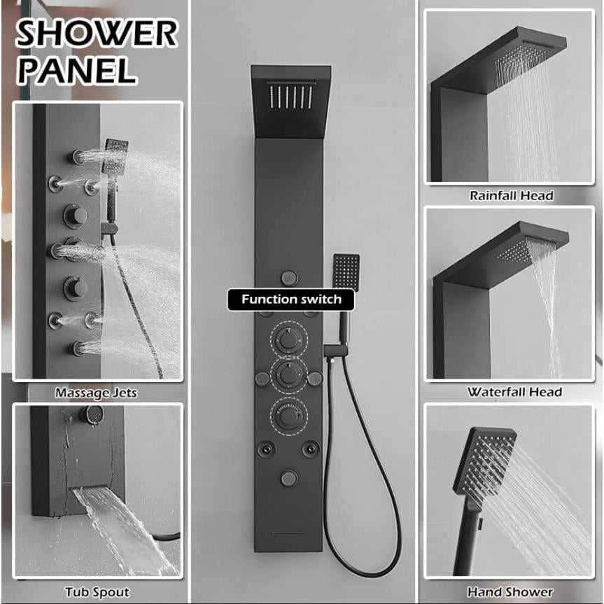 Panel de Ducha 6 en 1 BWE Acero Inoxidable Negro Mate