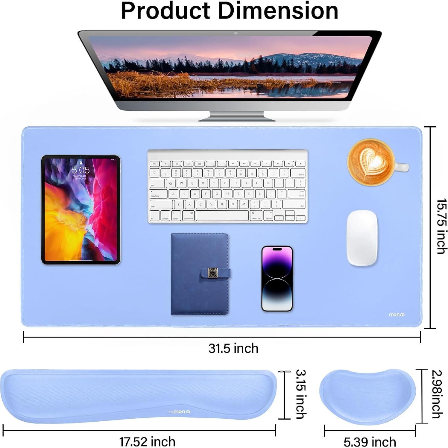 Conjunto Alfombrilla de Teclado y Ratón MOSISO Ergonómico Azul