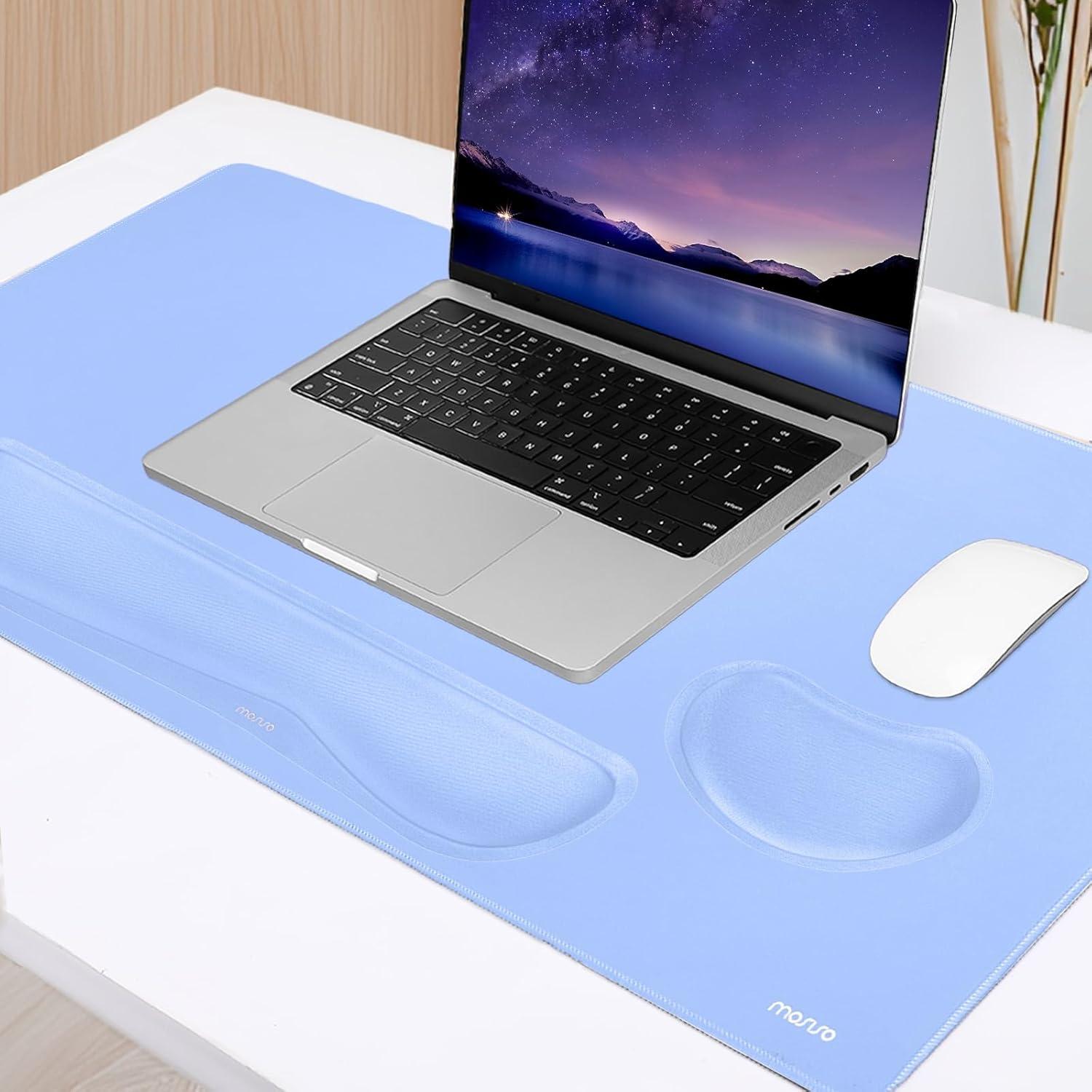 Conjunto Alfombrilla de Teclado y Ratón MOSISO Ergonómico Azul