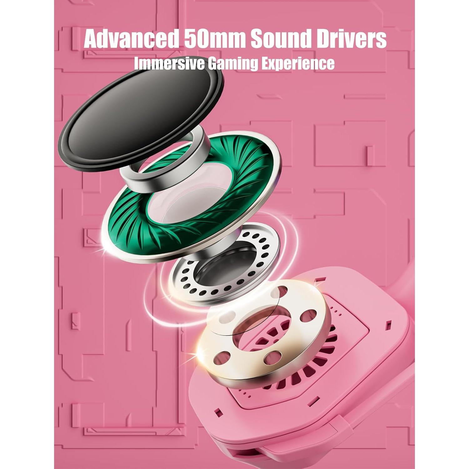 Auriculares de Juego ZIUMIER Z30 Rosa con Orejas de Gato