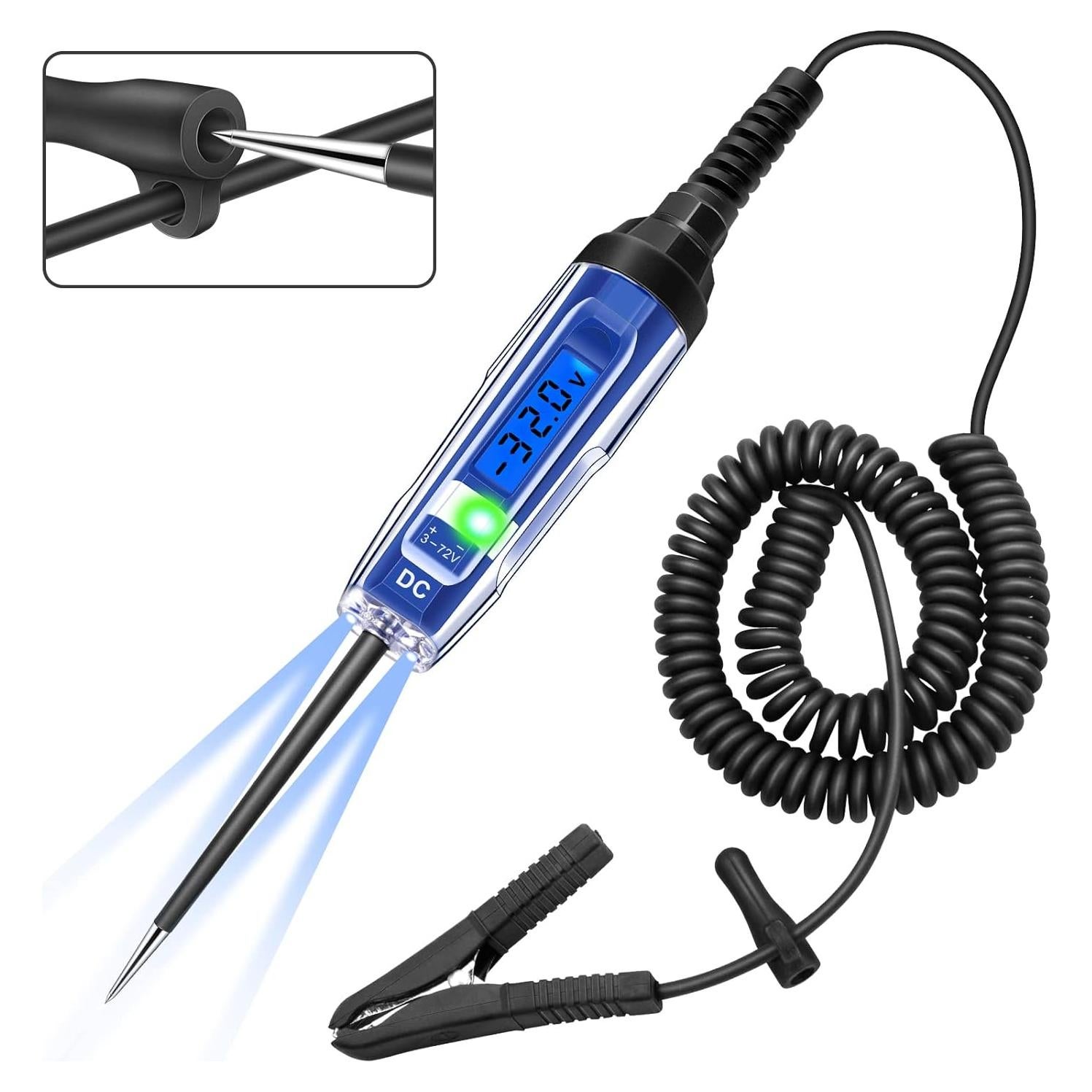 Probador de Circuito Automotriz WINAMOO 3-72V con LCD y Luz