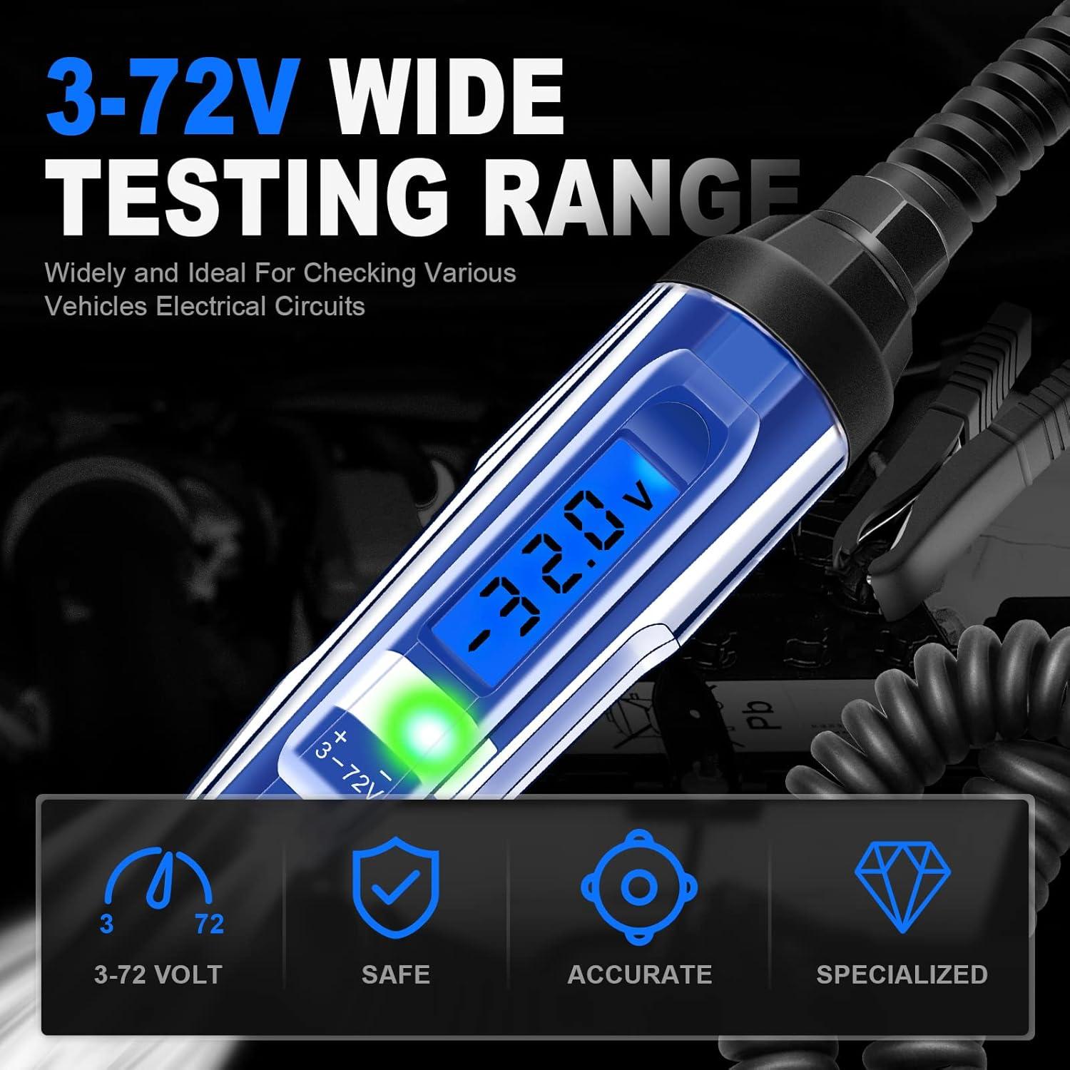 Probador de Circuito Automotriz WINAMOO 3-72V con LCD y Luz