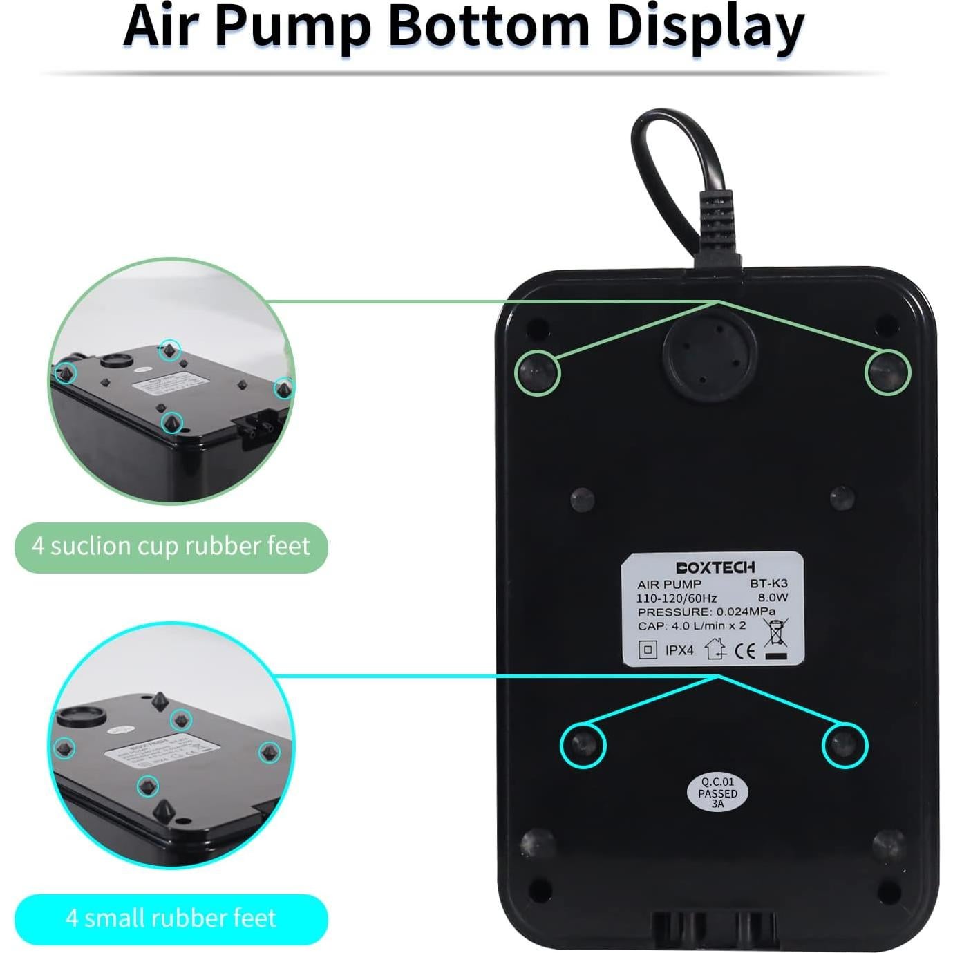 Bomba de Aire Ajustable Boxtech K3 para Acuario 8W 4L/min