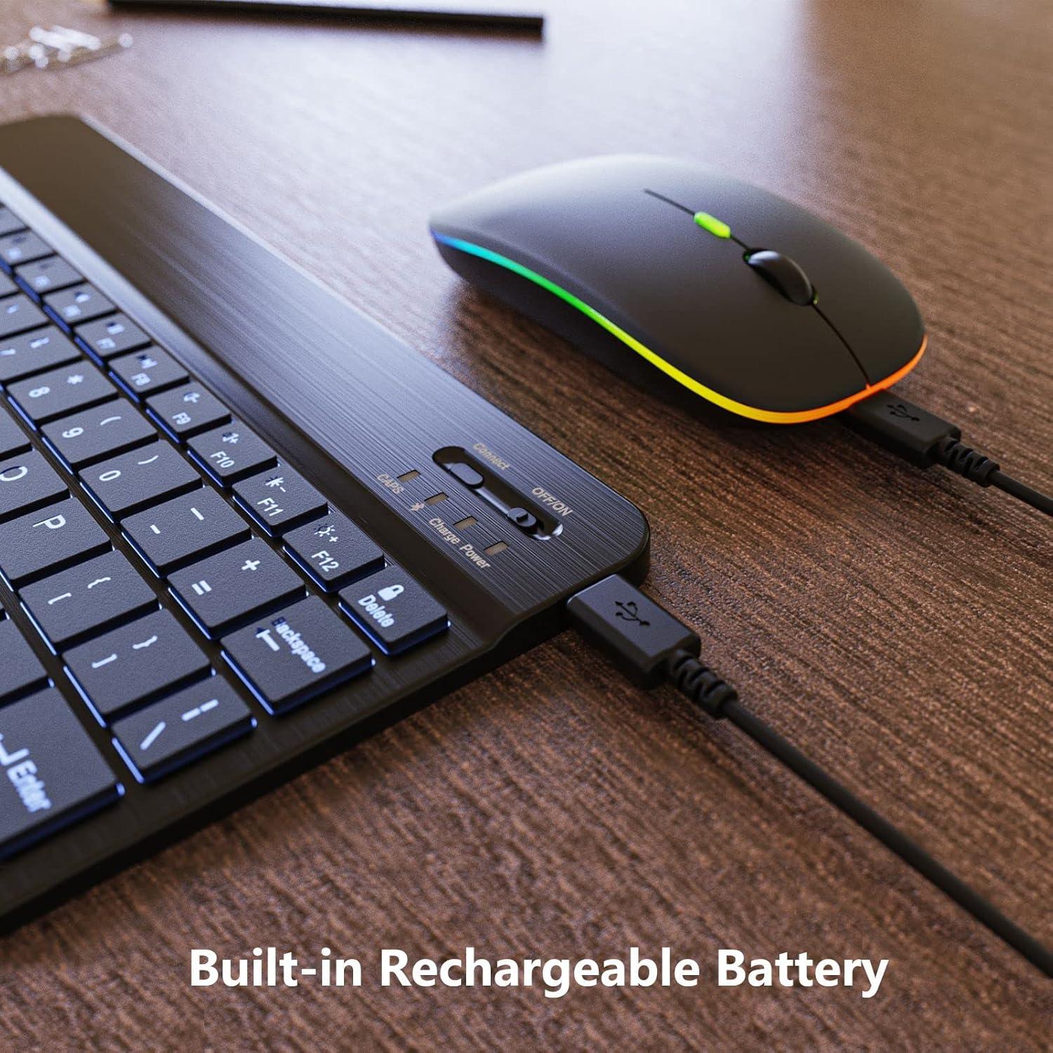 Combo Teclado y Ratón Bluetooth Retroiluminado Harburfine Negro