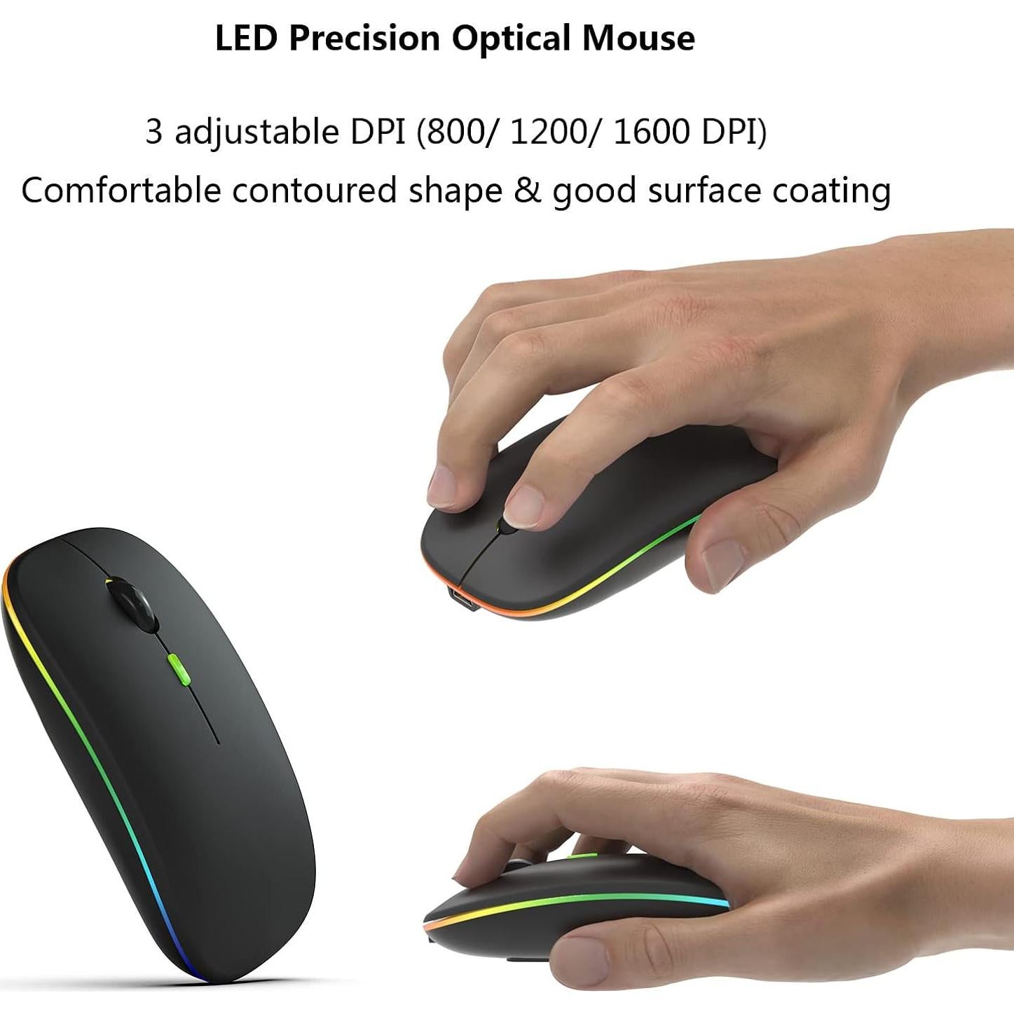 Combo Teclado y Ratón Bluetooth Retroiluminado Harburfine Negro