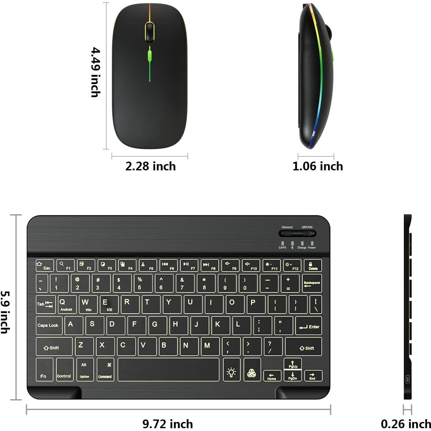 Combo Teclado y Ratón Bluetooth Retroiluminado Harburfine Negro