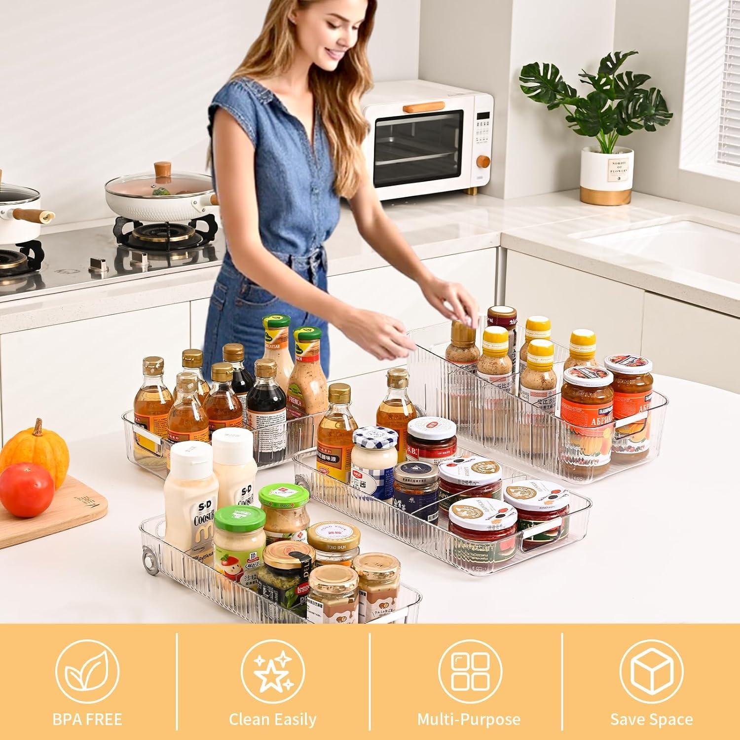 Organizadores de Refrigerador OZEPLASC - Paquete de 2 Contenedores Transparentes