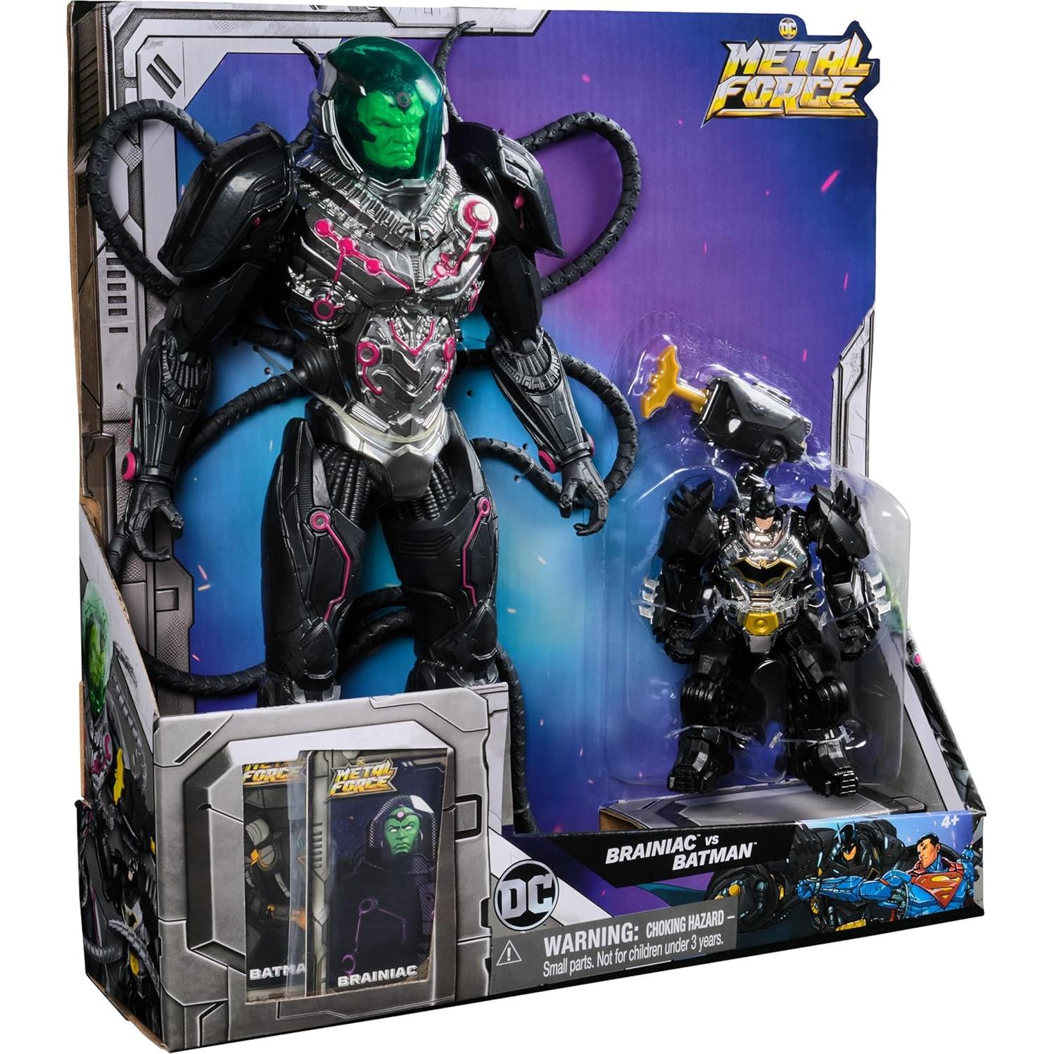 Figuras de Acción DC Metal Force Brainiac 30.48 cm y Batman 10.16 cm