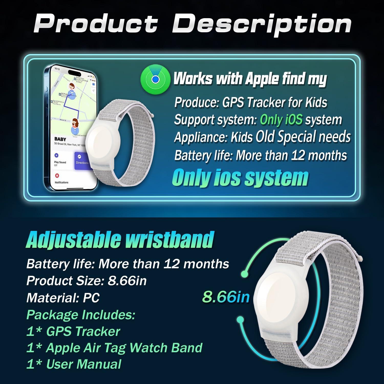 Rastreador GPS para Niños y Ancianos - Pulsera Localizadora iOS