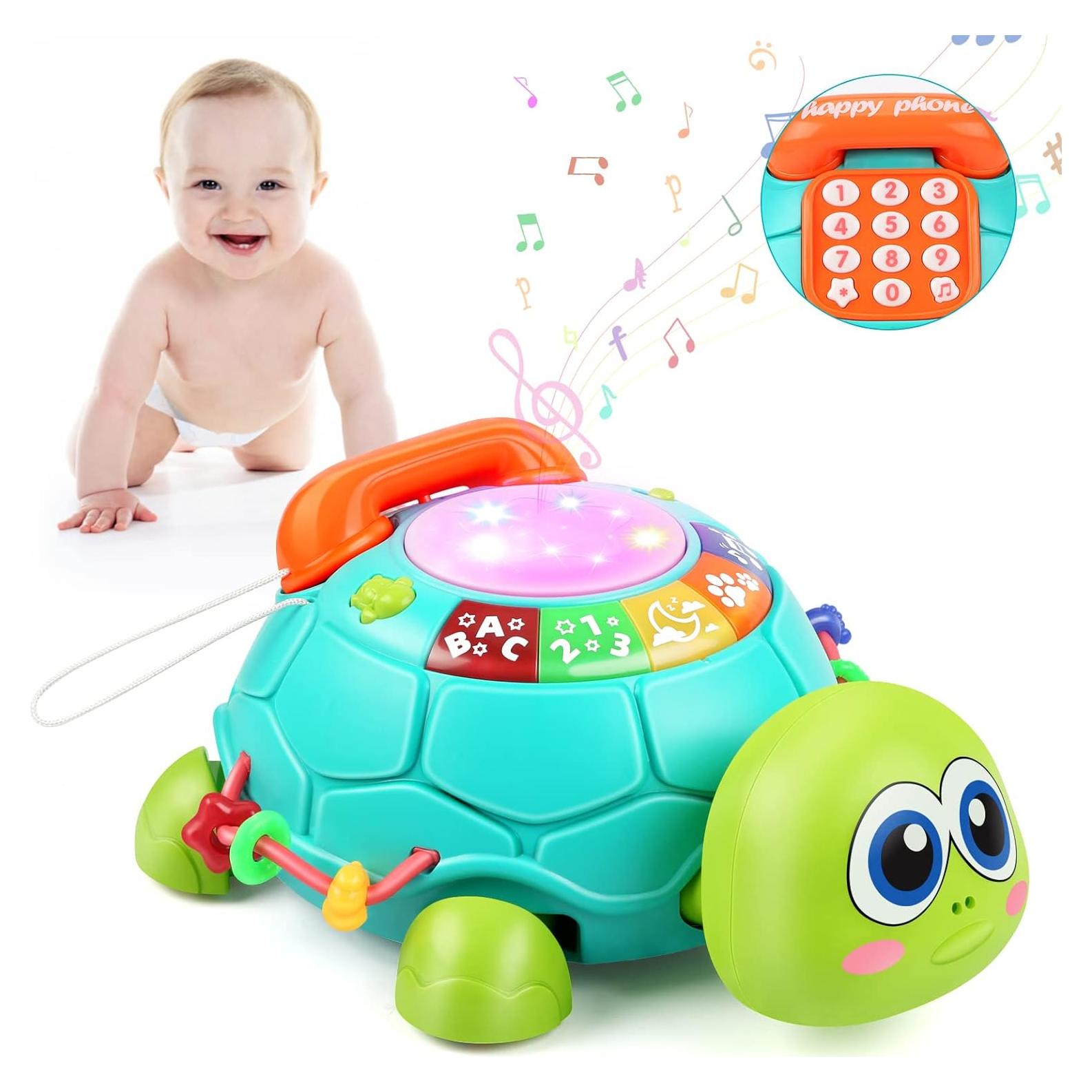 Bilingual Musical Turtle Baby Toys 6 to 12 Months, Development Toy for 6 7 8 9 Month Old Boy Girl, 8-in-1 Educational Crawling Infant Gifts, Christmas Baby Gift for 3 4 5 9-12 Mo.