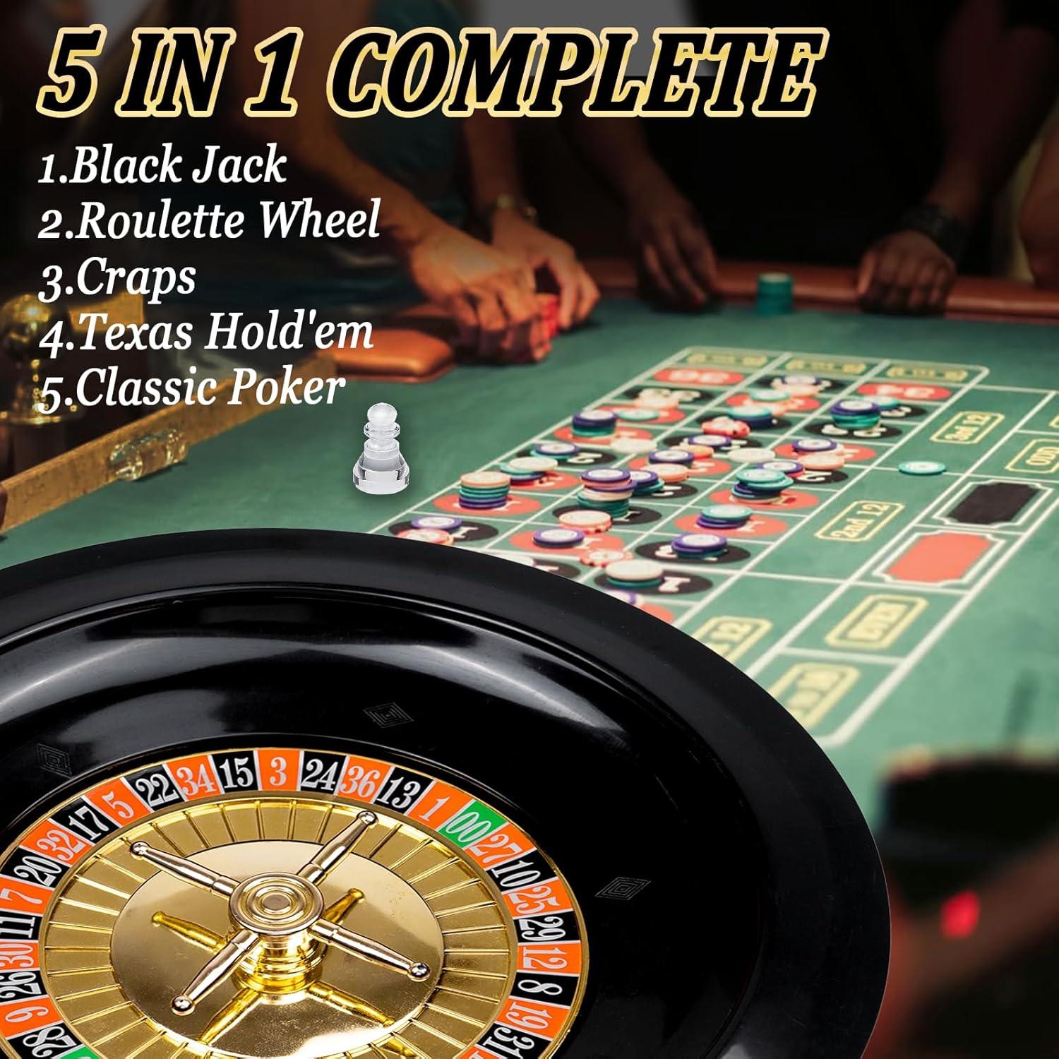 Juego de Casino 5 en 1 Wodgod: Póker, Blackjack, Ruleta, Craps