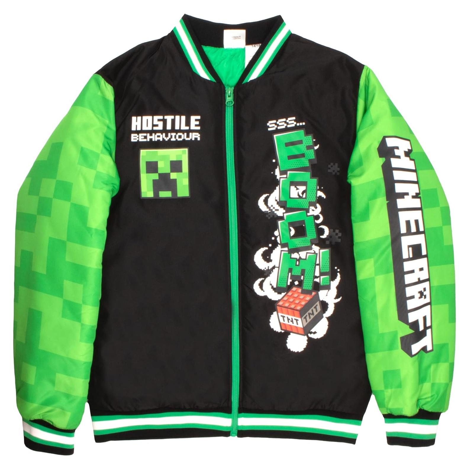 Chaqueta Bomber Minecraft Niños 6-7 Años Verde Neón