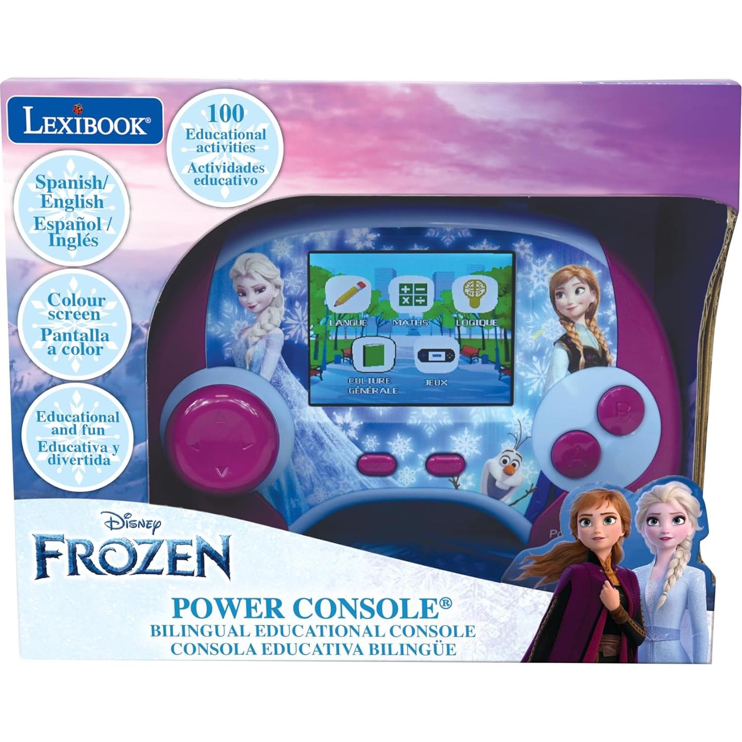 Consola de Poder Lexibook Frozen - Juego Educativo Bilingüe 100 Actividades