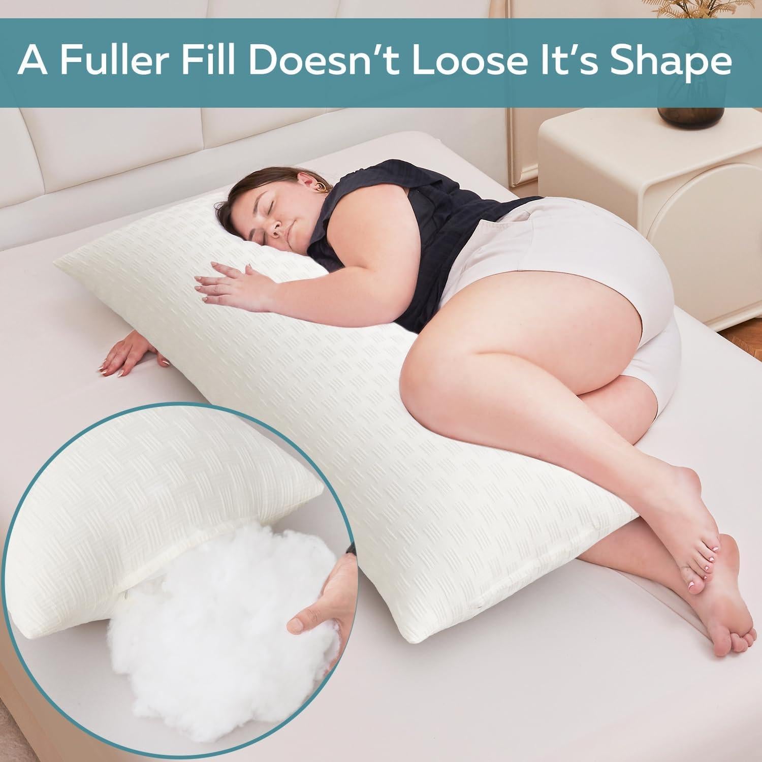 Almohada Corporal Oubonun 1.22m Suave y Ajustable Crema