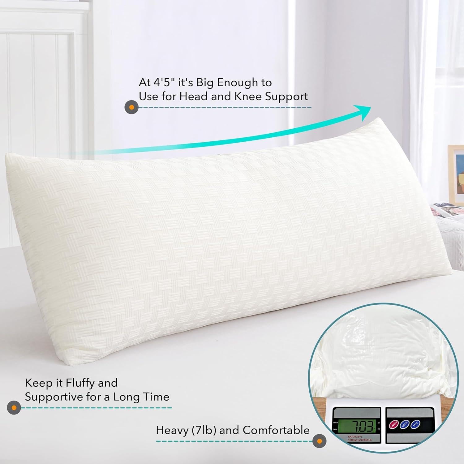 Almohada Corporal Oubonun 1.22m Suave y Ajustable Crema