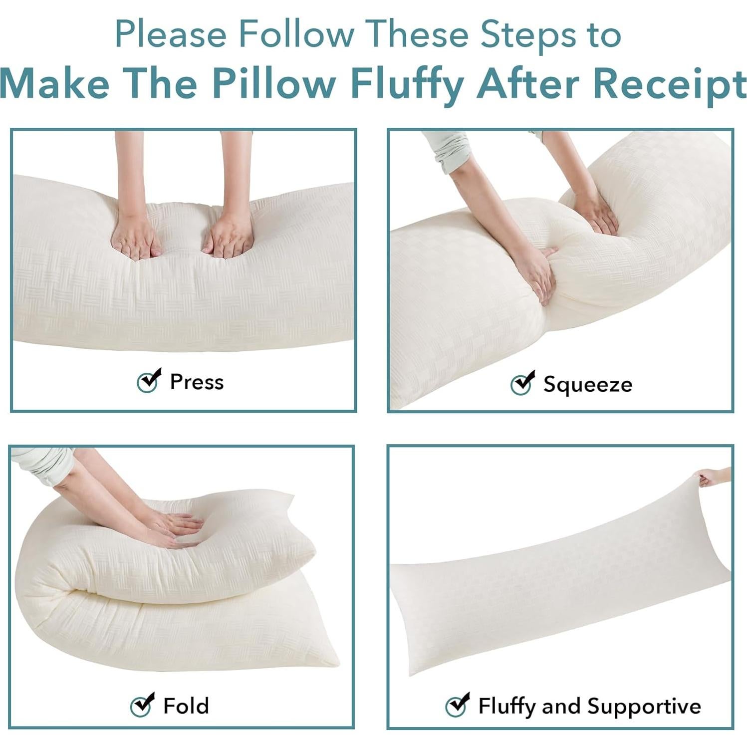 Almohada Corporal Oubonun 1.22m Suave y Ajustable Crema