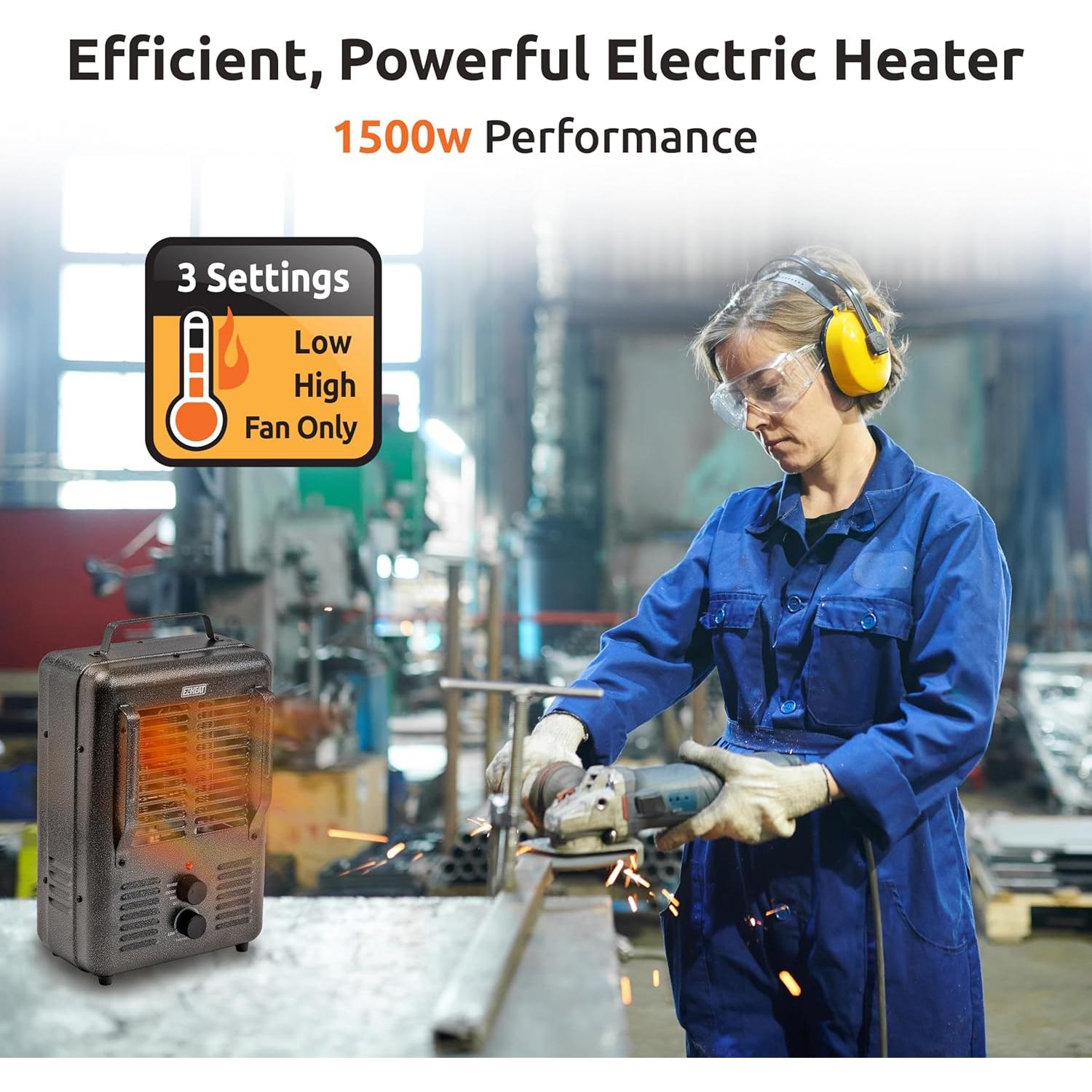 Calentador portátil eléctrico EZ-HEAT 1500W con termostato