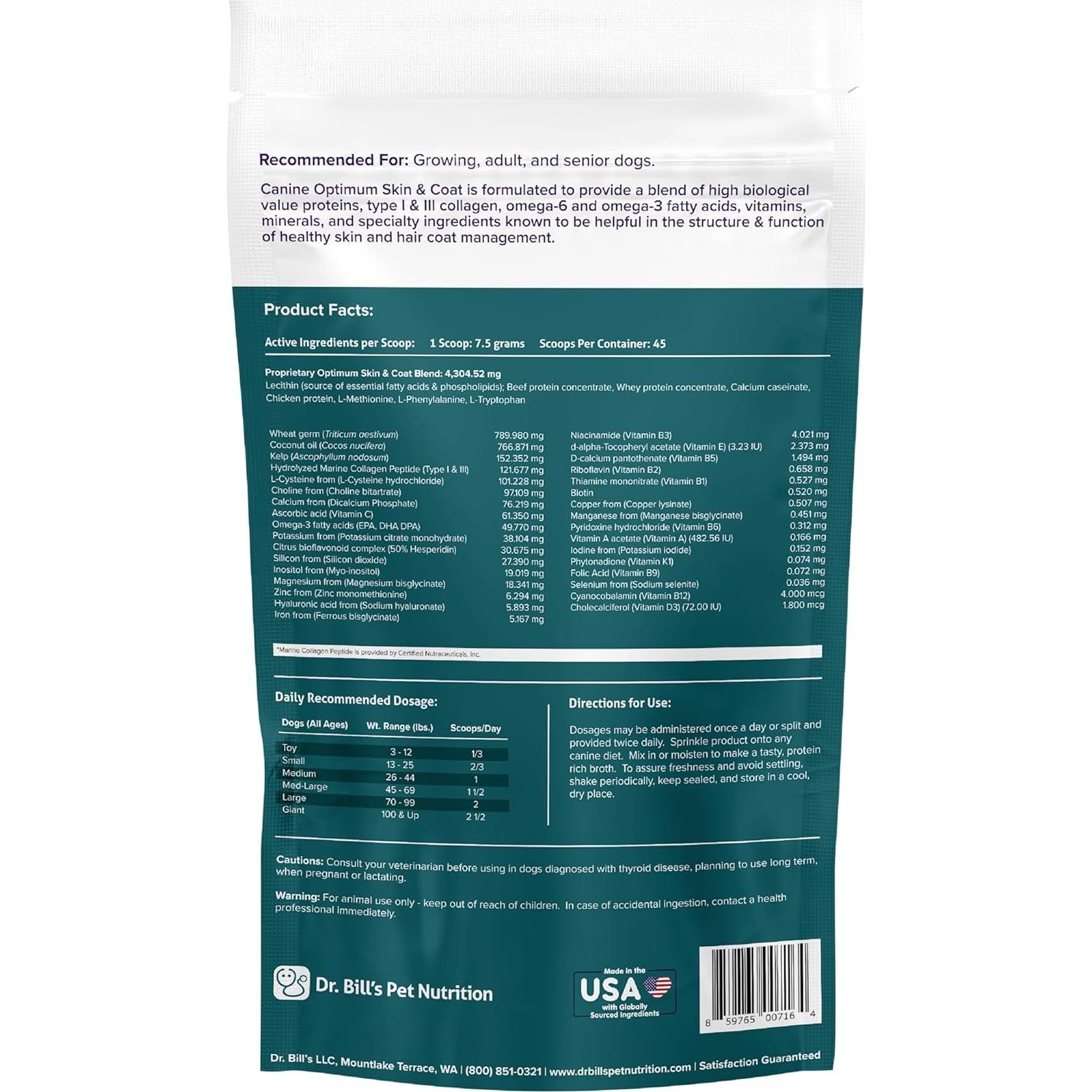 Suplemento para Perros Dr. Bill's 340g - Piel y Pelaje Saludable