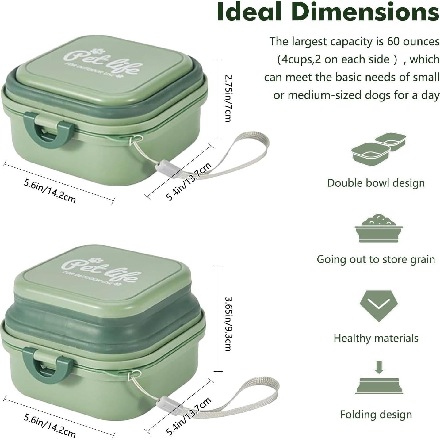 Cuencos Plegables para Perros ZNPET 2-en-1 140g Verde