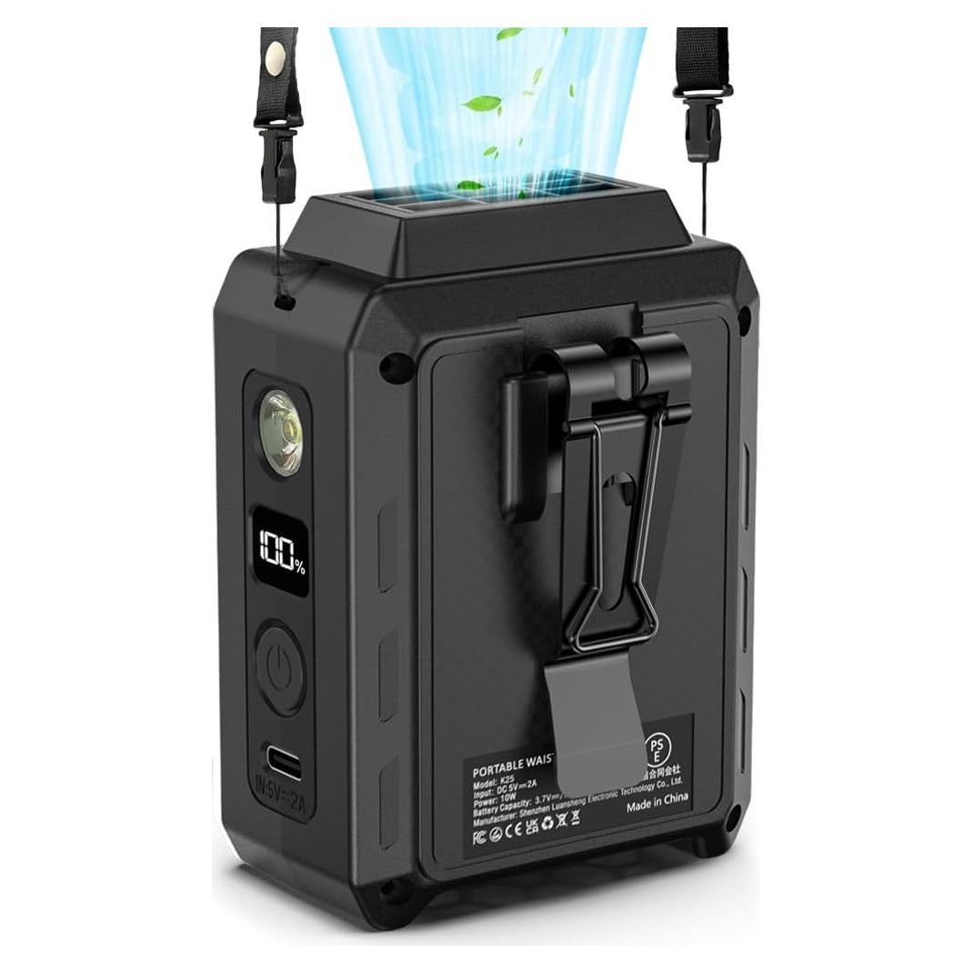 Ventilador Portátil CAZOKASI K25 5000mAh 16000rpm LED Negro