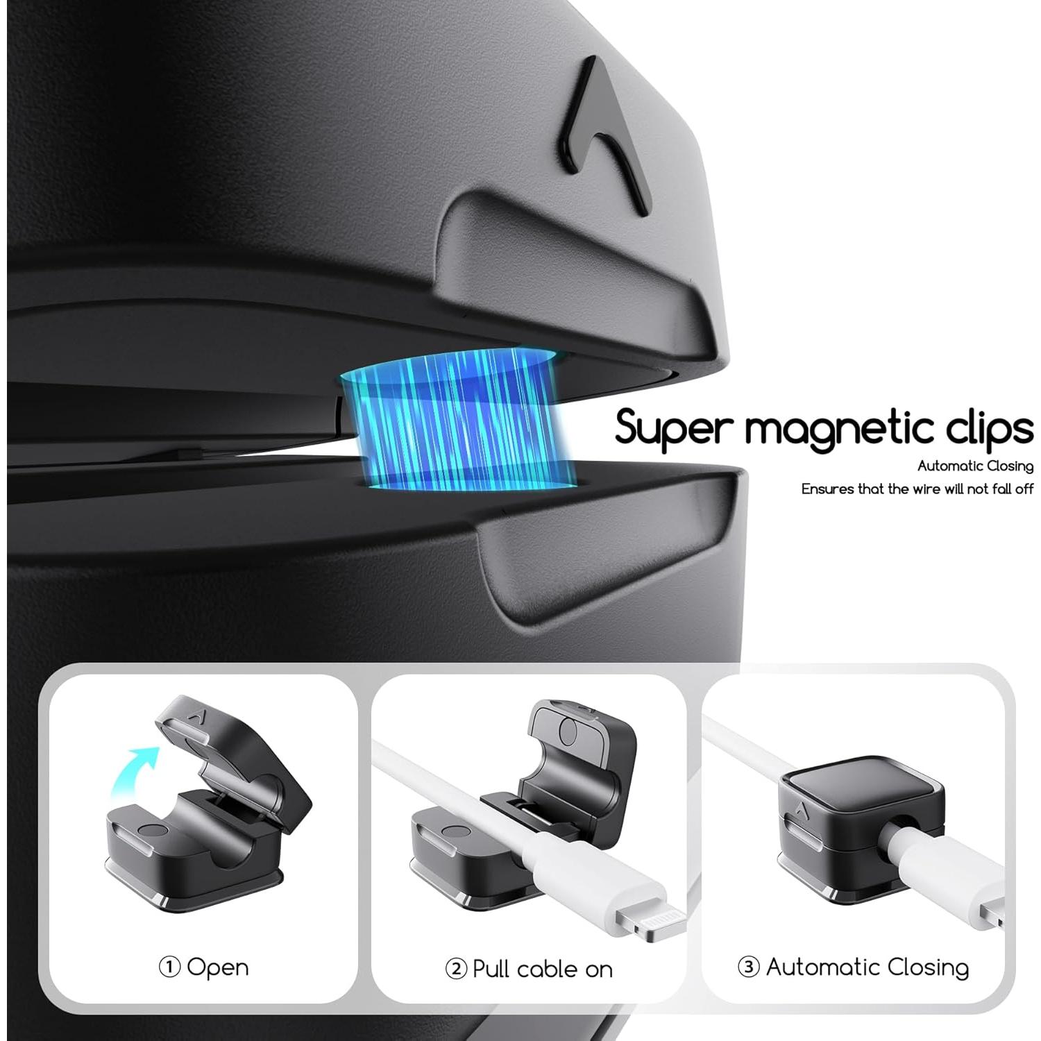 Clips Magnéticos para Cables Smofish - Paquete de 6 Organizadores