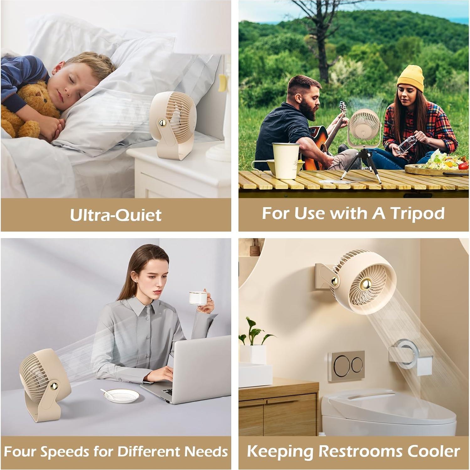 Ventilador de Escritorio CIVPOWER 8" Recargable 6000mAh 4 Velocidades