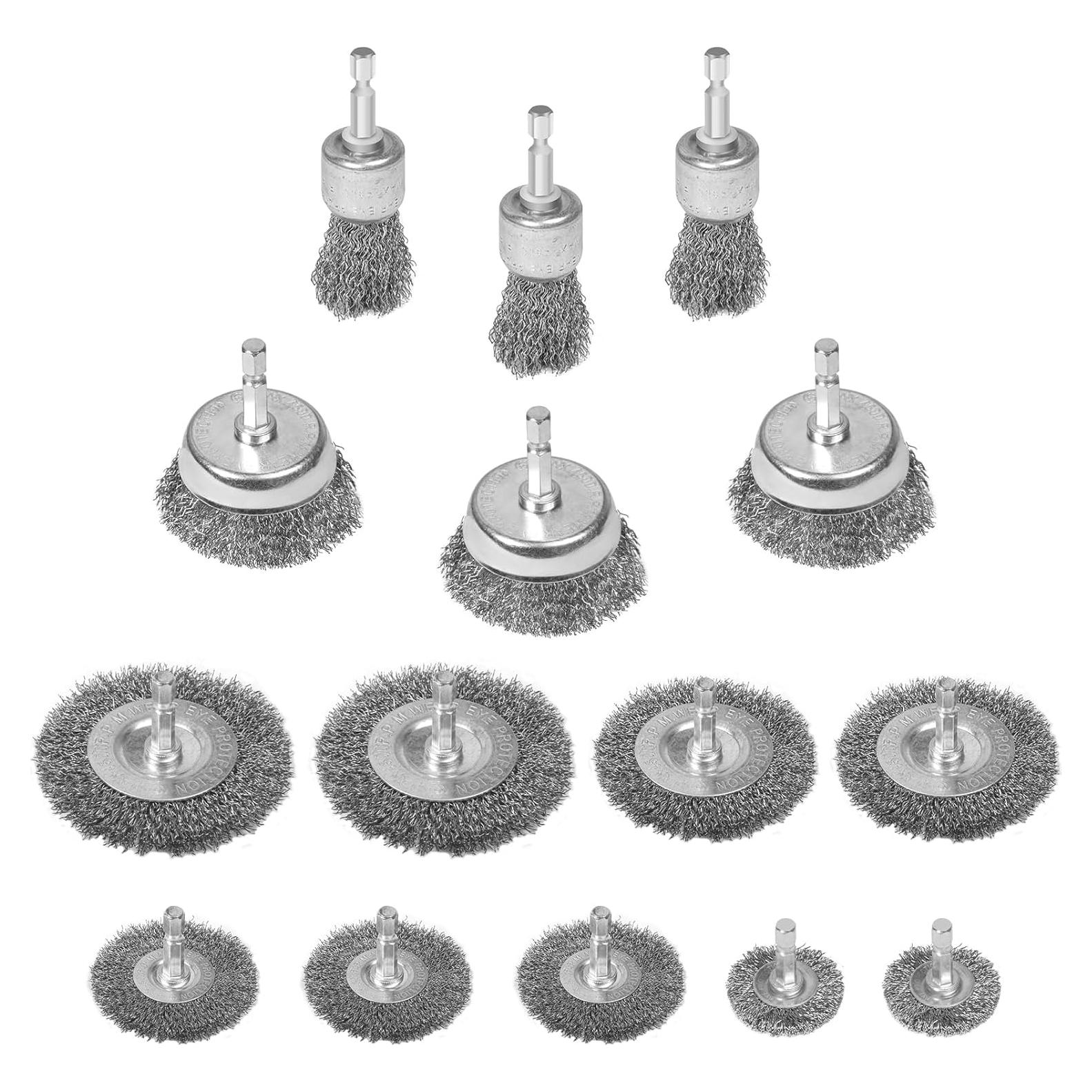 Juego de 15 cepillos de alambre Geumzsw para taladro 6 mm
