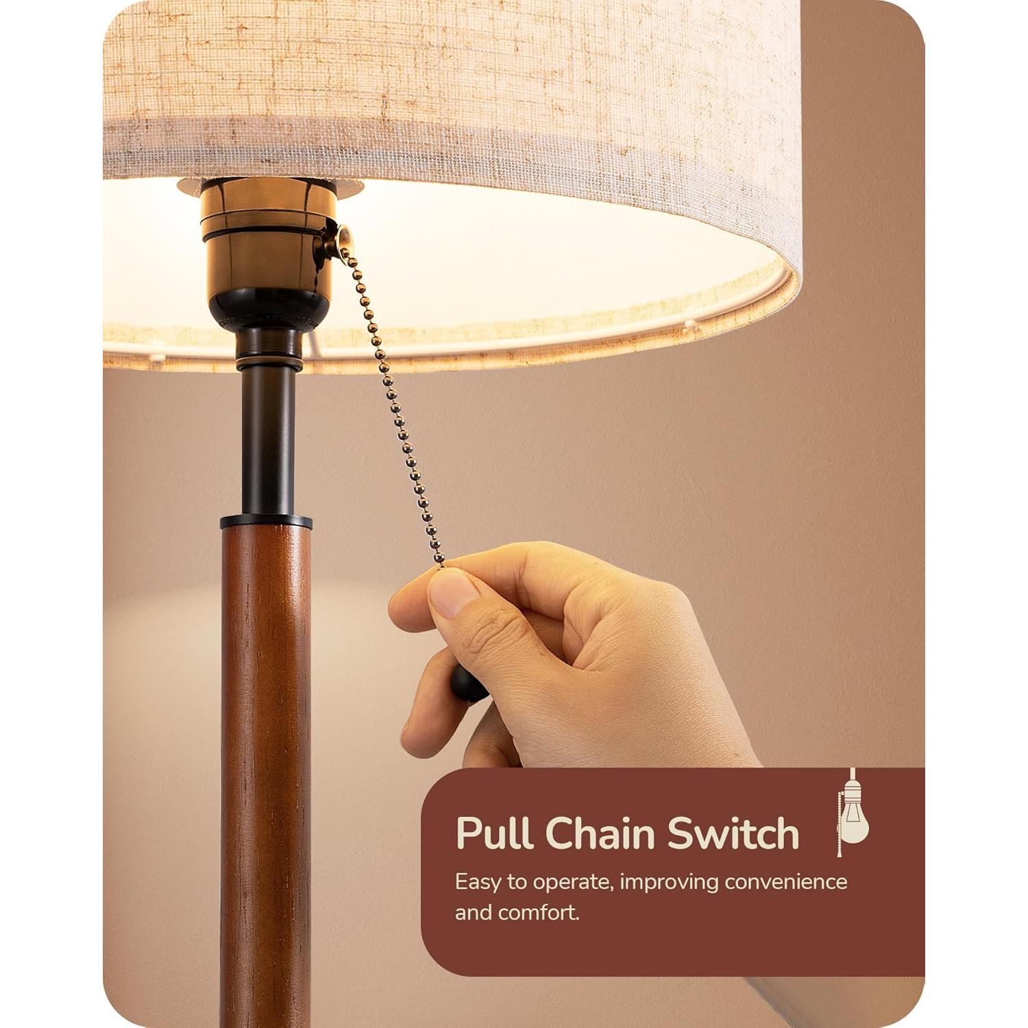 Lámpara de Mesa EDISHINE Moderna con Pantalla de Lino Beige