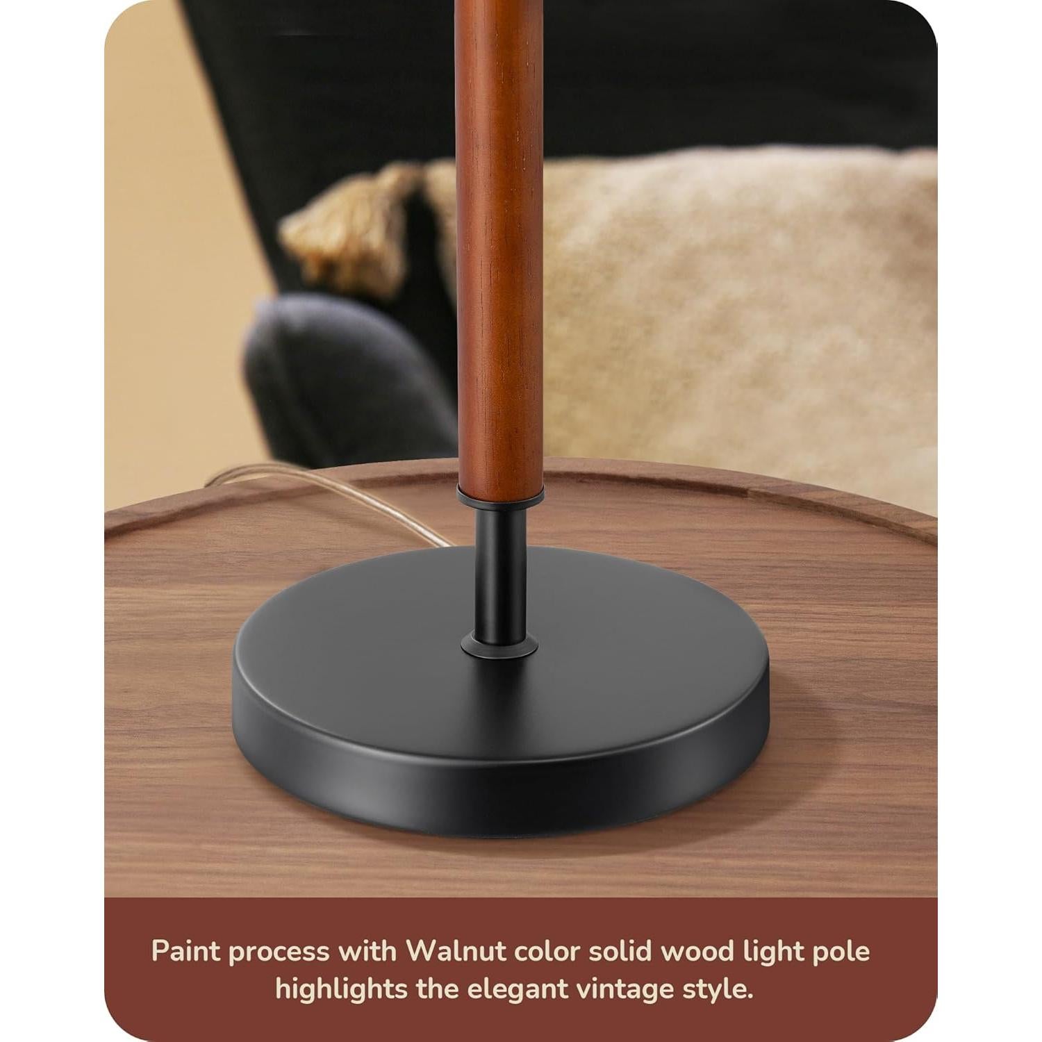 Lámpara de Mesa EDISHINE Moderna con Pantalla de Lino Beige