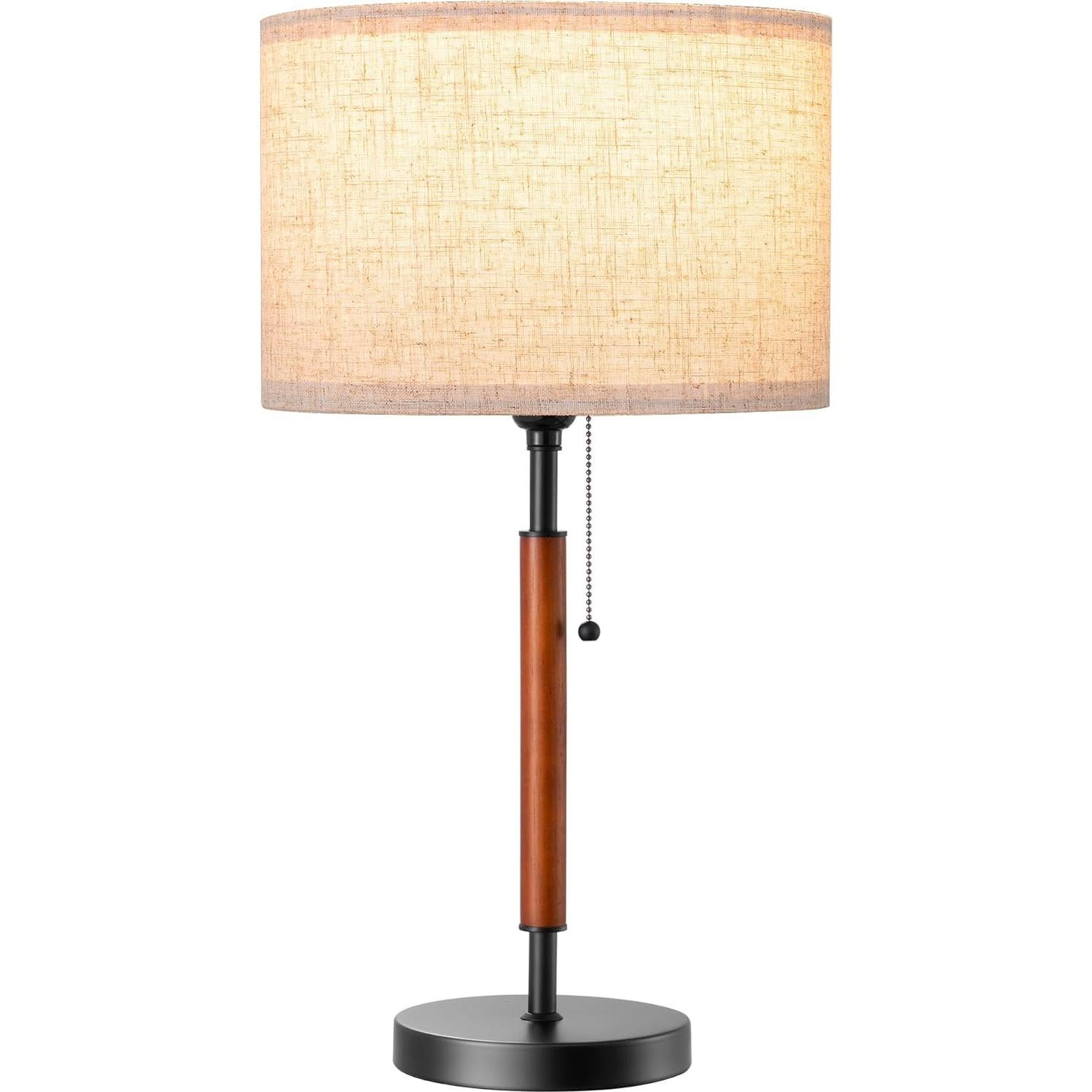 Lámpara de Mesa EDISHINE Moderna con Pantalla de Lino Beige