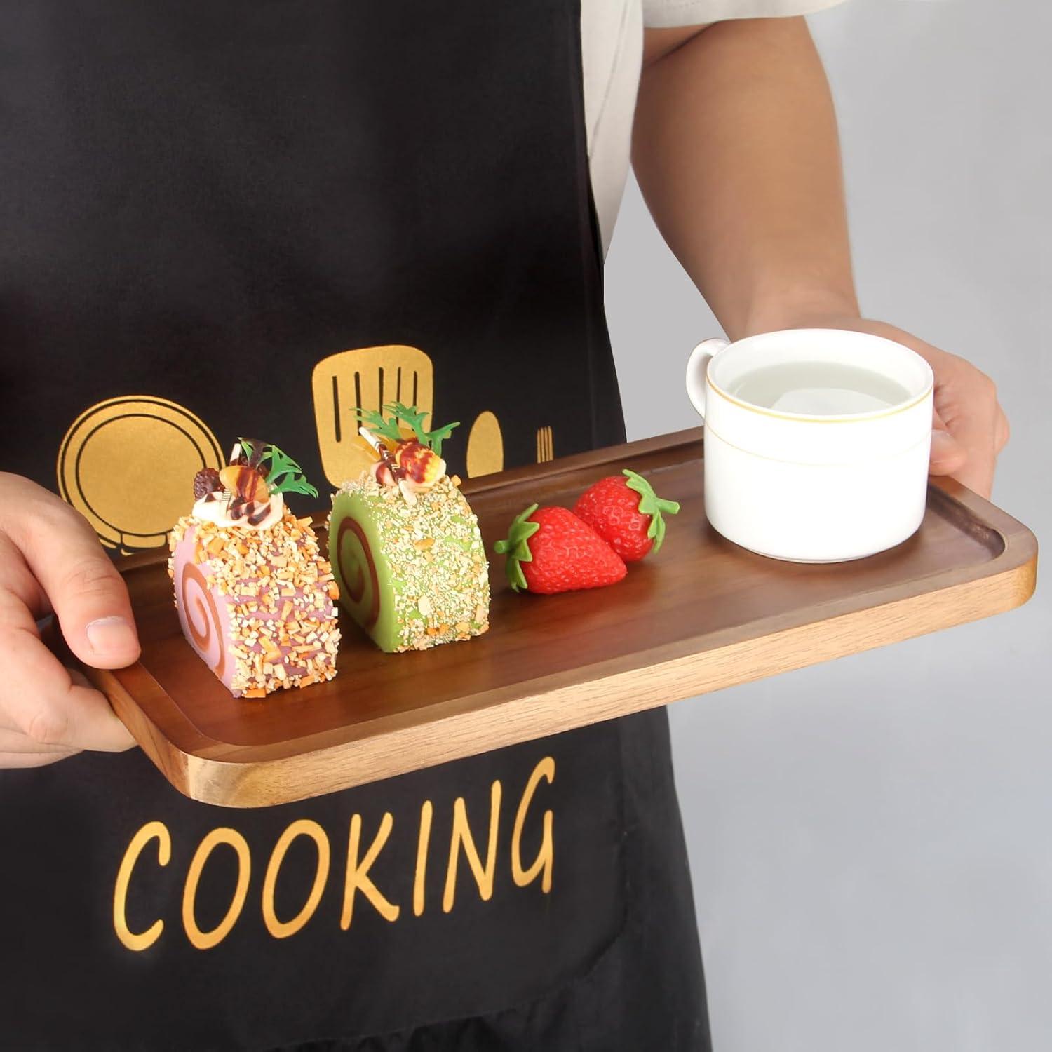 Bandeja de Servicio Rectangular Ayiaren de Madera de Acacia