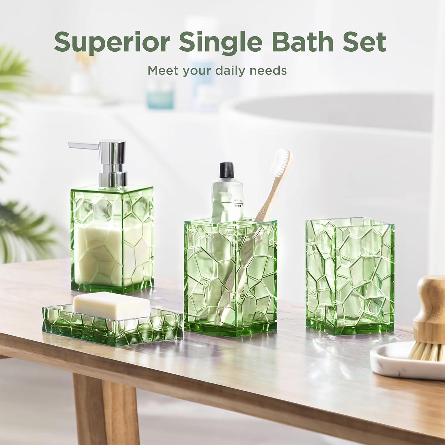 Juego de Accesorios de Baño HBlife Acrílico Verde Salvia 4 Piezas