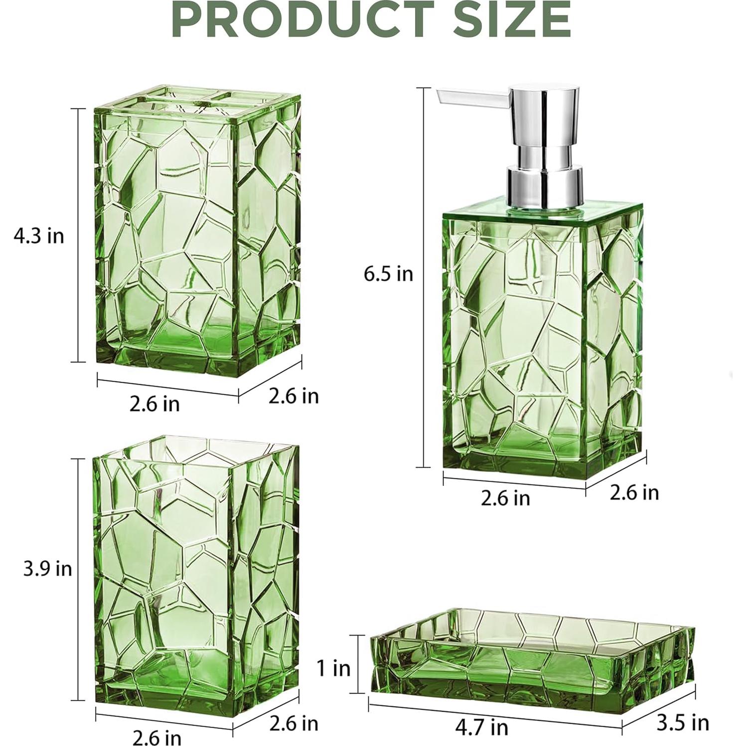 Juego de Accesorios de Baño HBlife Acrílico Verde Salvia 4 Piezas