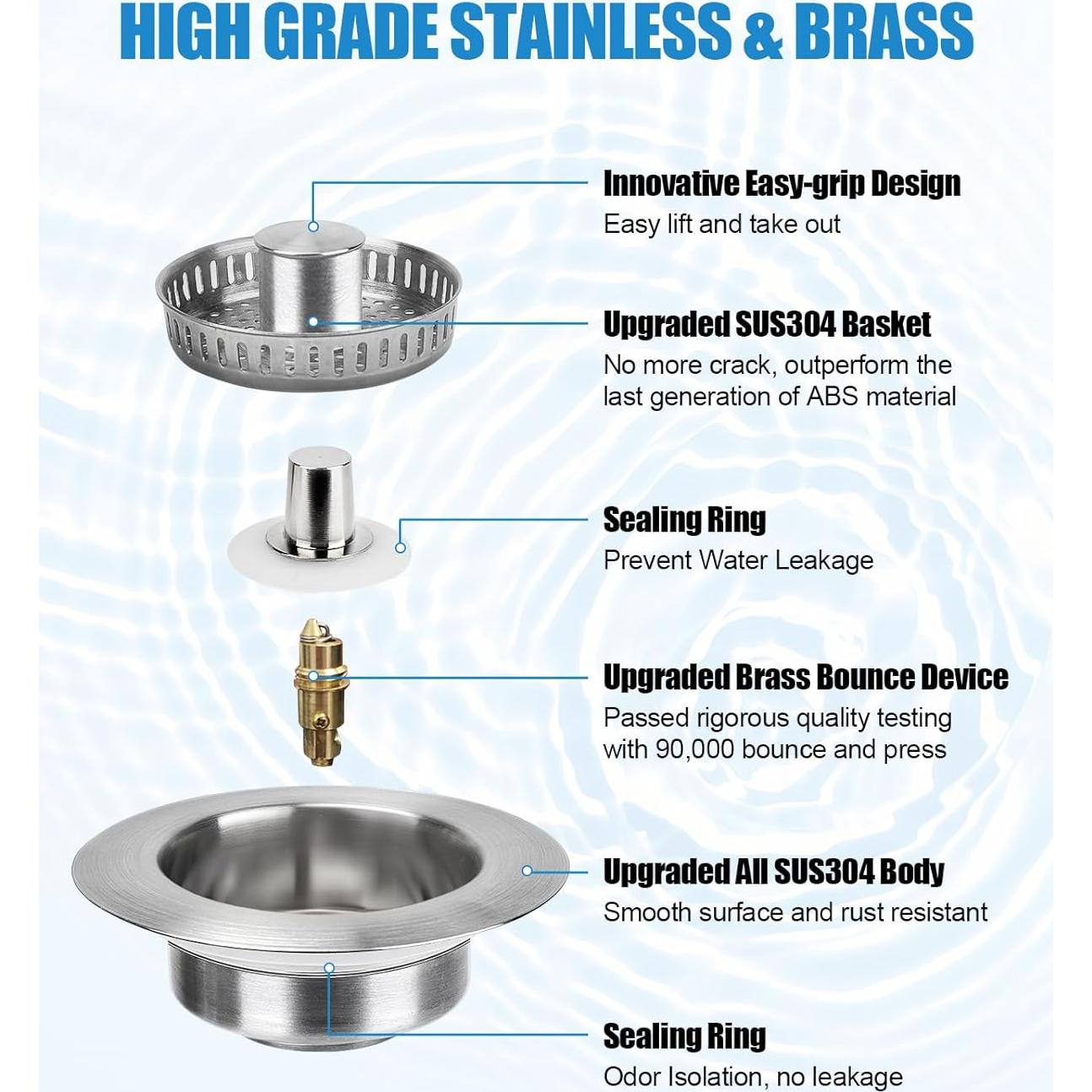 Colador de Fregadero Abigio 3 en 1 Acero Inoxidable 9.3 cm