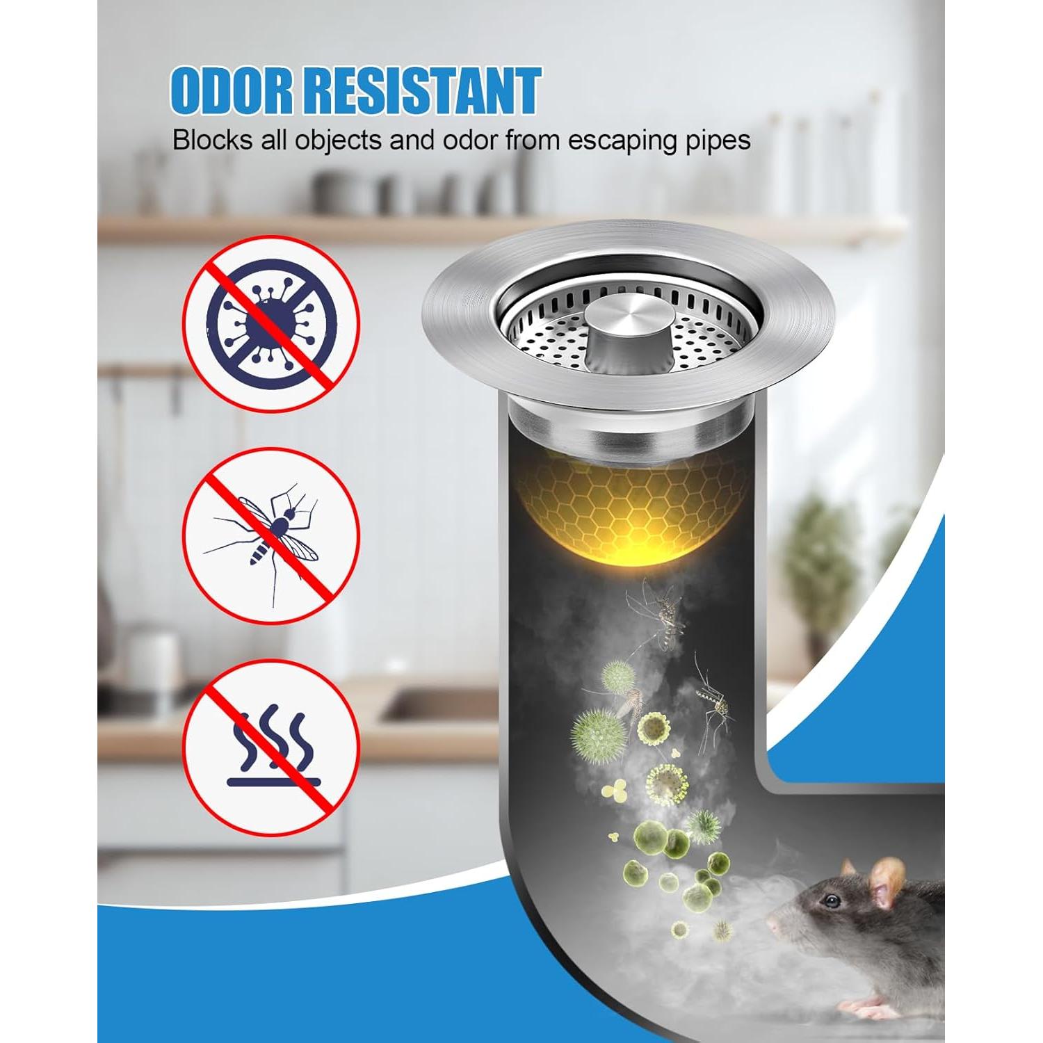 Colador de Fregadero Abigio 3 en 1 Acero Inoxidable 9.3 cm