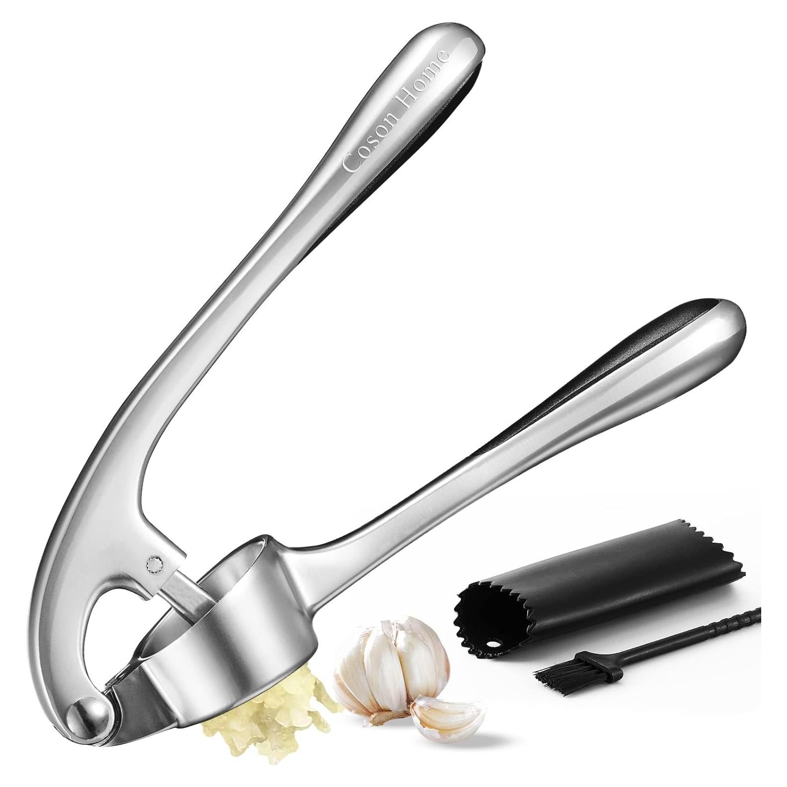 Prensador de Ajo Coson Home con Pelador y Cepillo, Plata