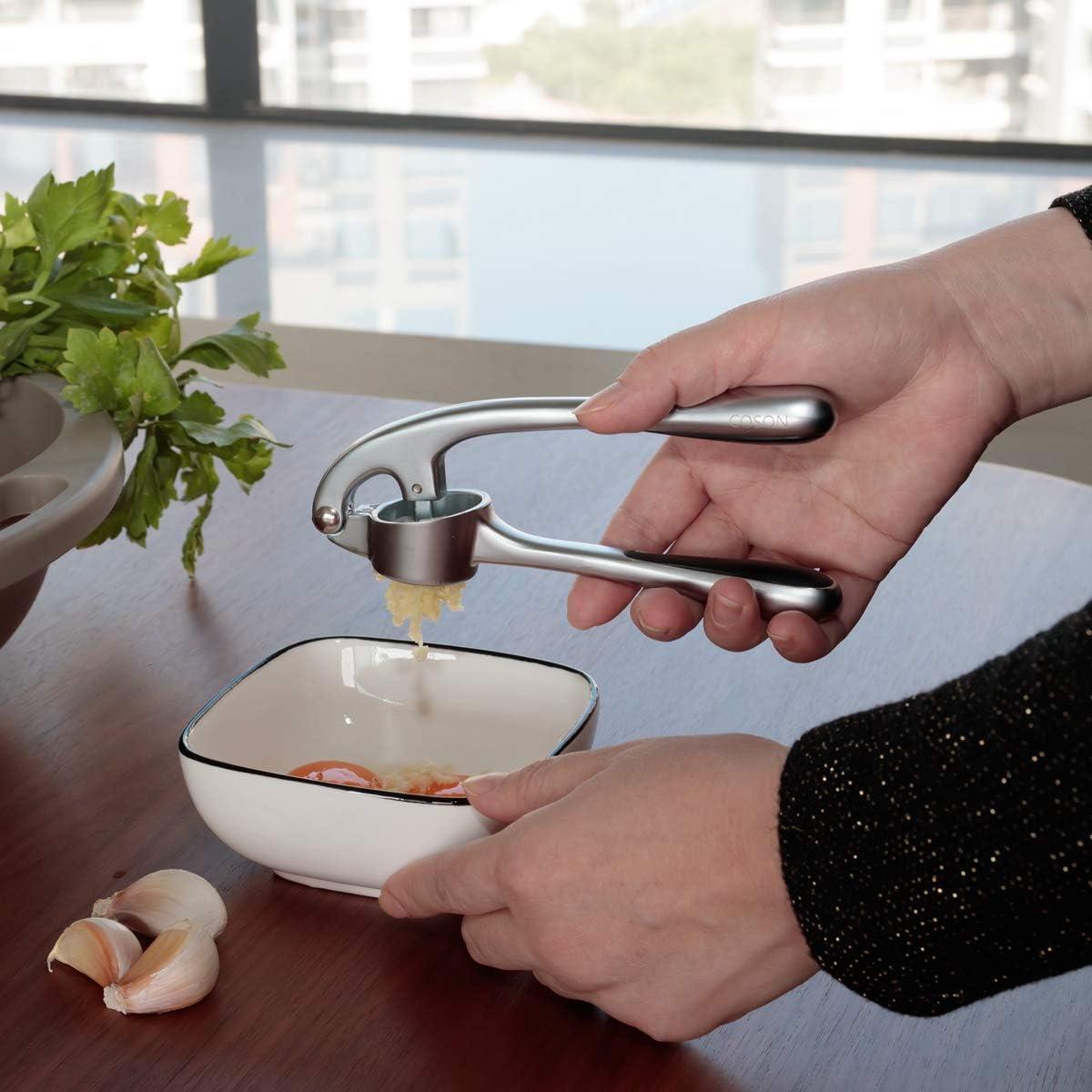 Prensador de Ajo Coson Home con Pelador y Cepillo, Plata